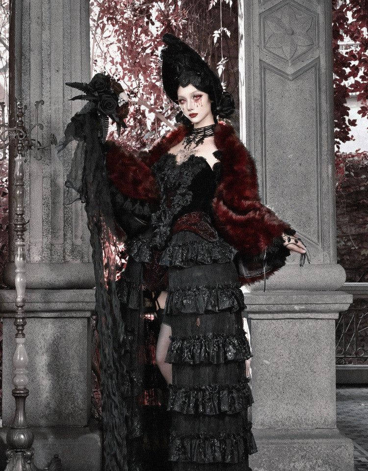 Áo corset Gothic ren nhung