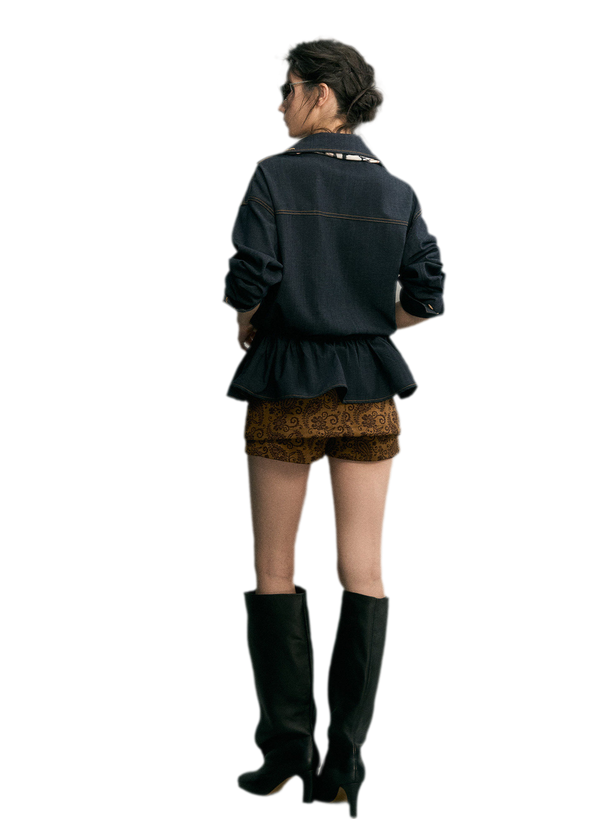 Besticktes Jeansjacken-Shorts-Set