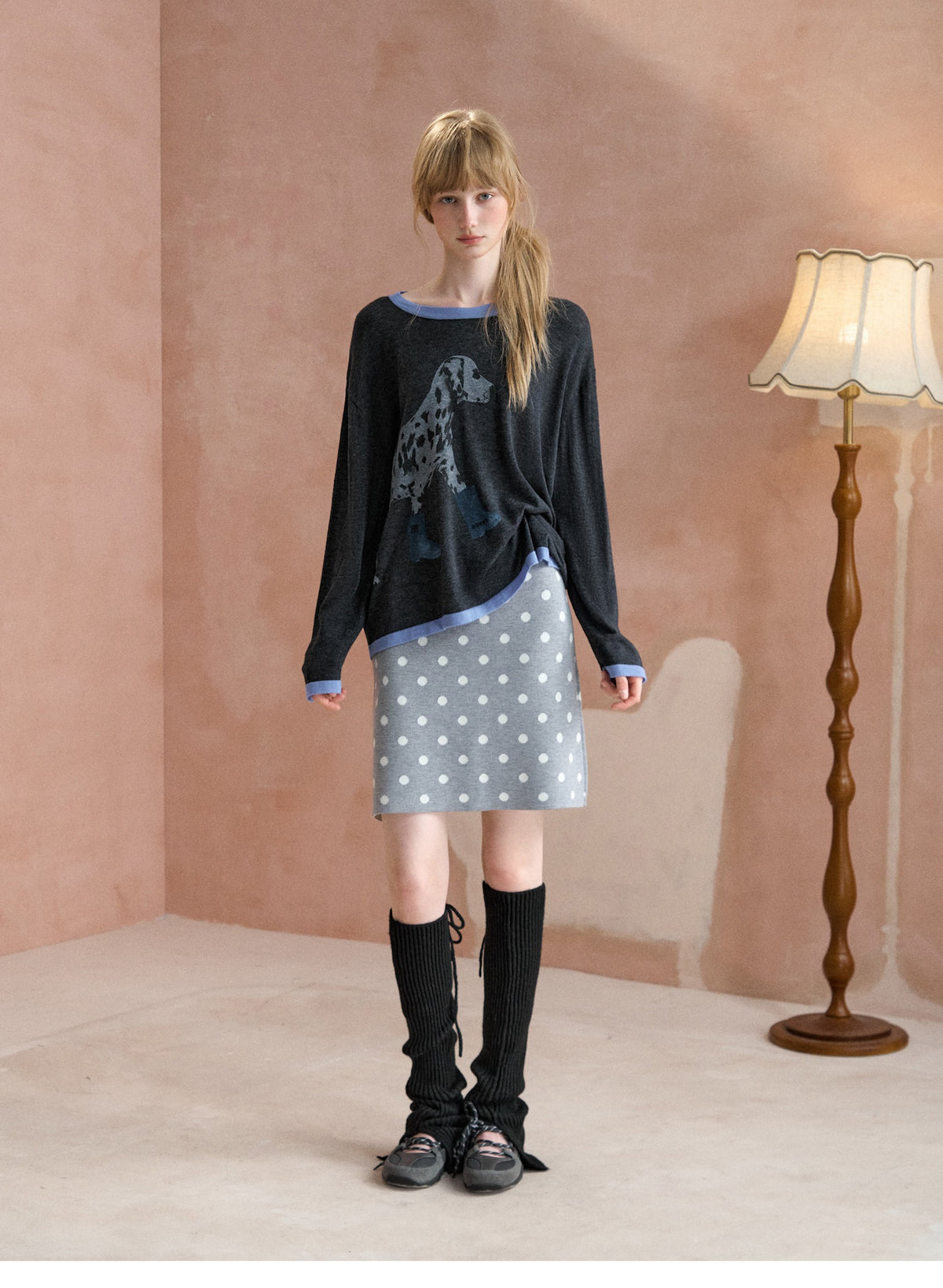 Oversized-Strickpullover mit Dalmatiner-Print