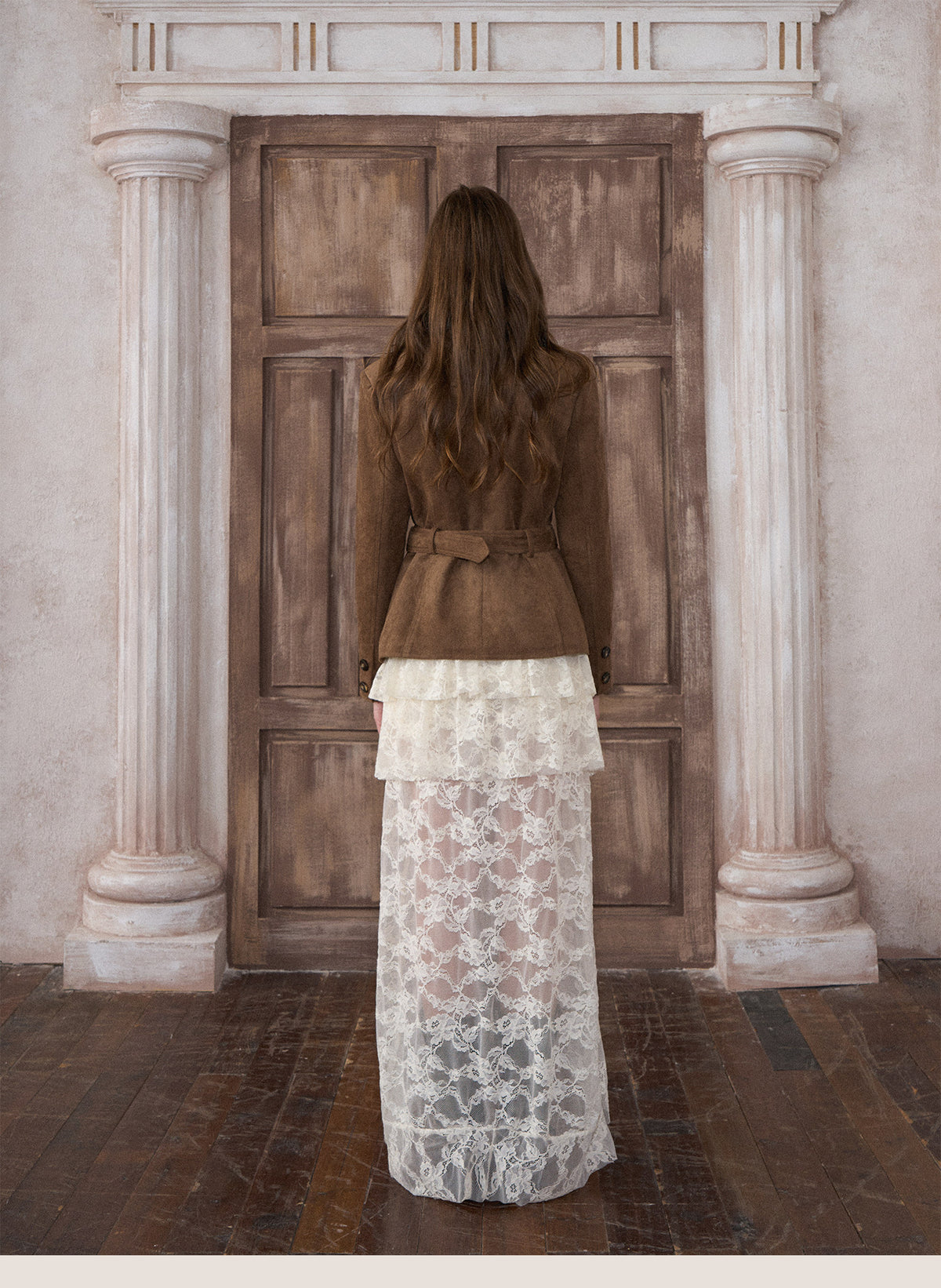 フローラルレースティアードスリットスカート