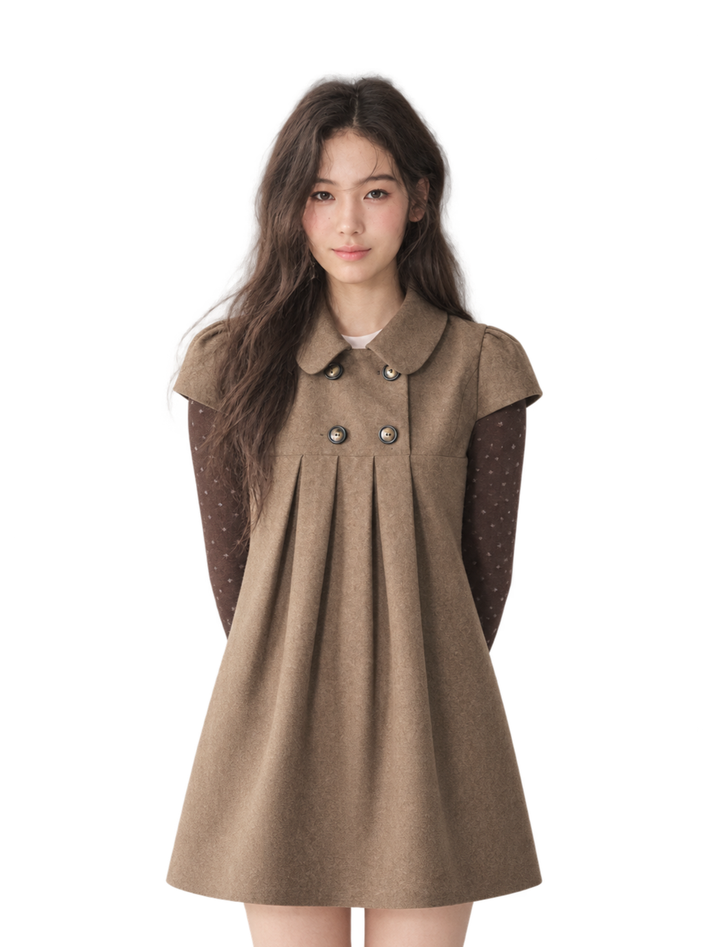 Vestido de lana con cuello Peter Pan