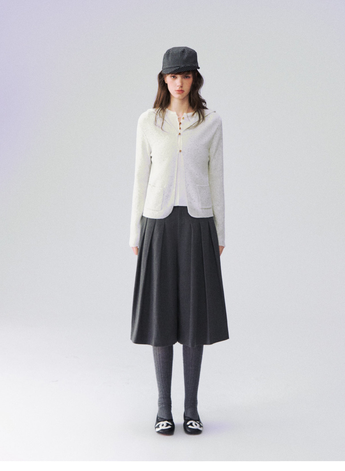 Cardigan en maille à capuche moucheté