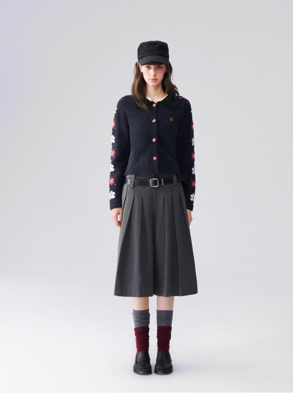 Gilet jacquard floral duveteux
