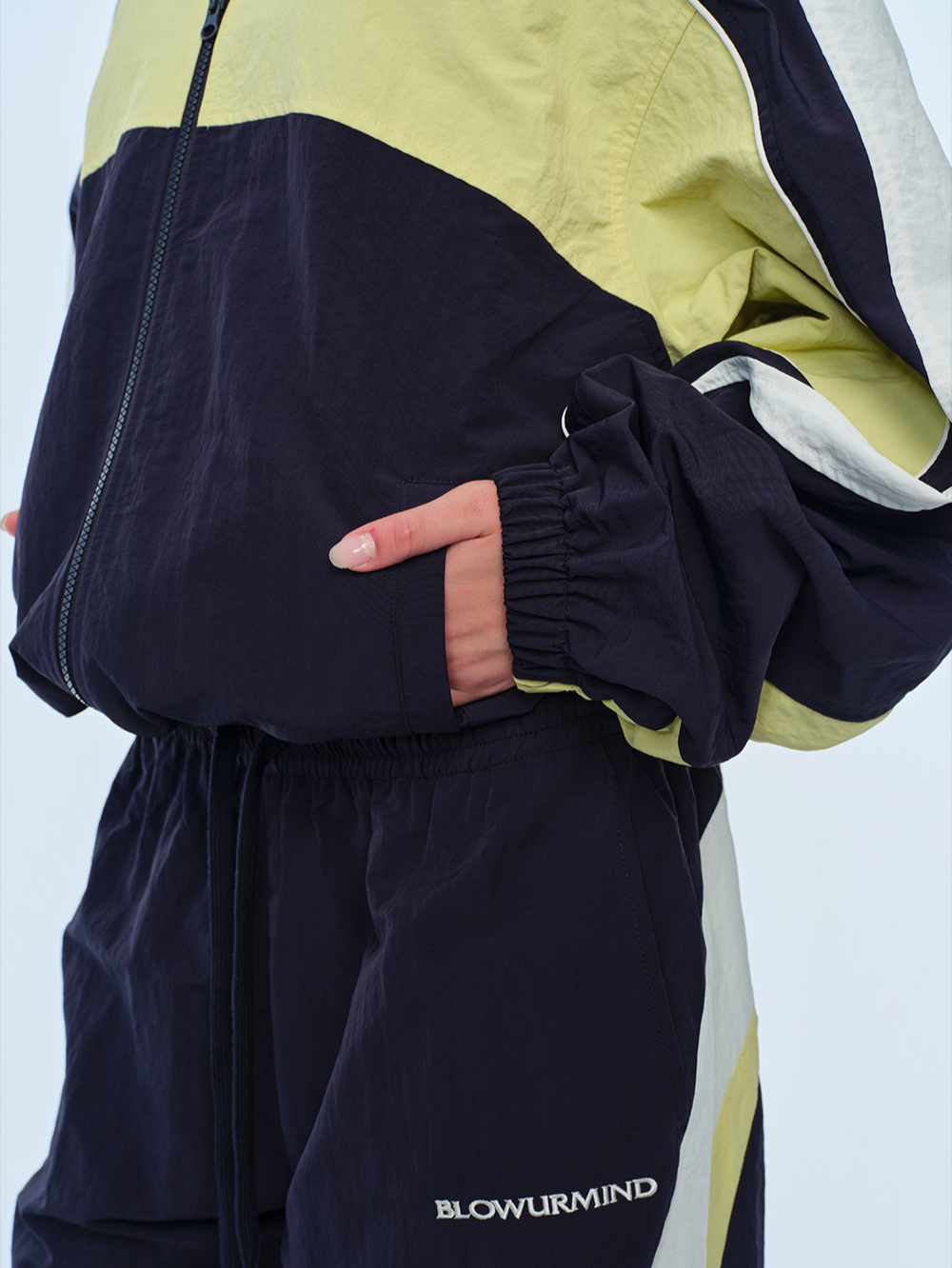 Color-Block Cropped Tracksuit Set
