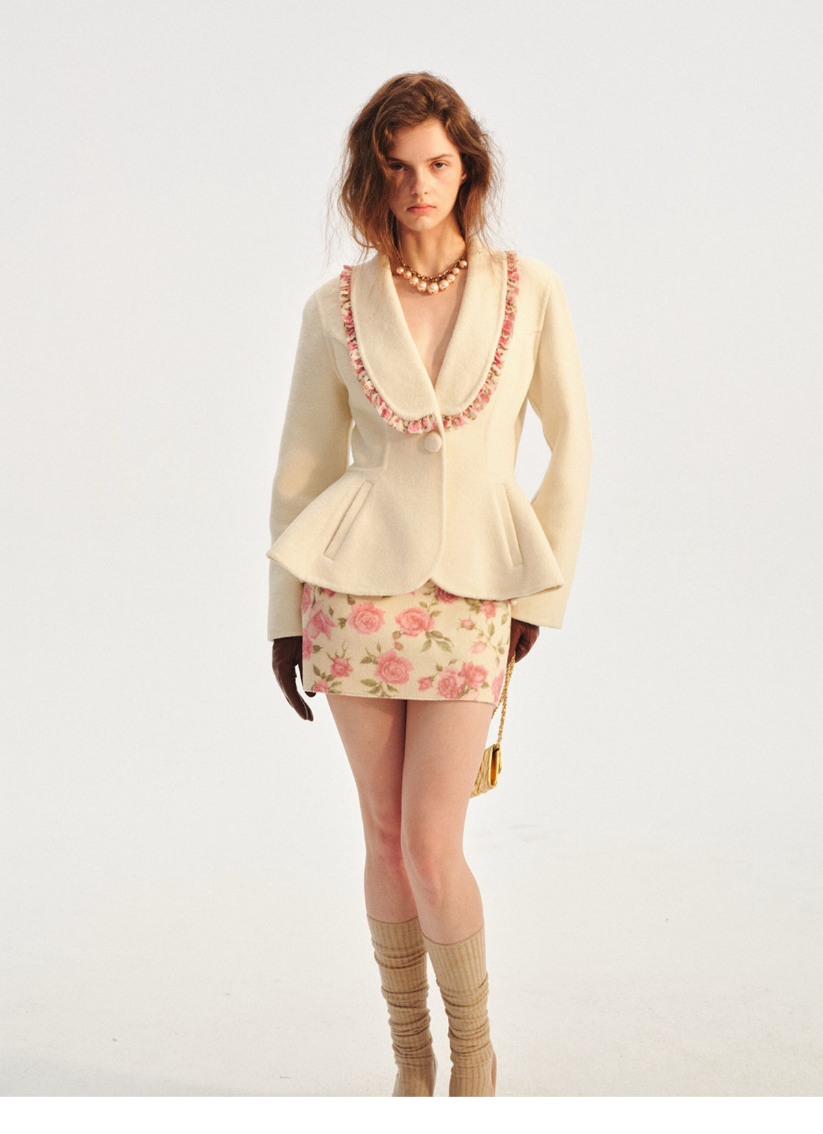 Double-Faced Wool Jacket Skirt Set