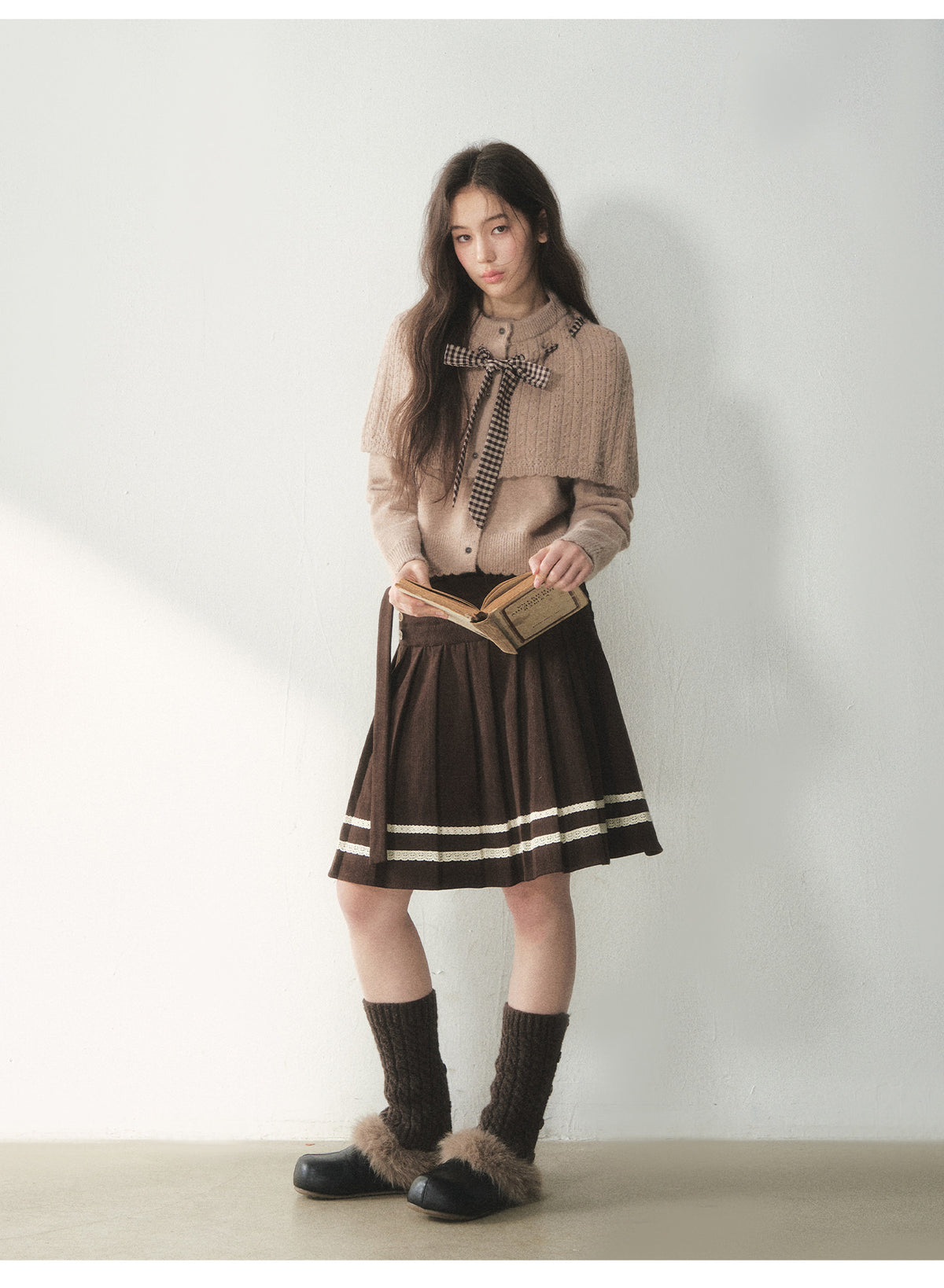 Cable Knit Cape Cardigan Set