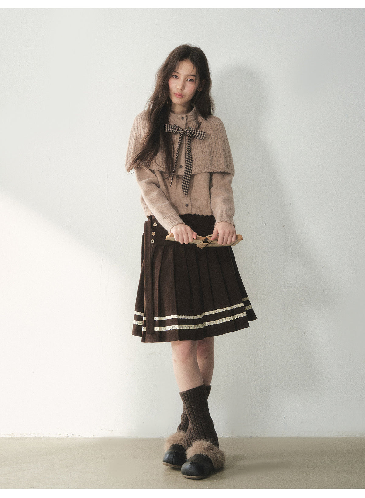 Cable Knit Cape Cardigan Set
