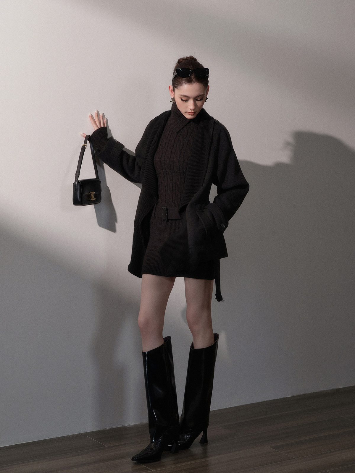 Cable-Knit Slim Mini Dress
