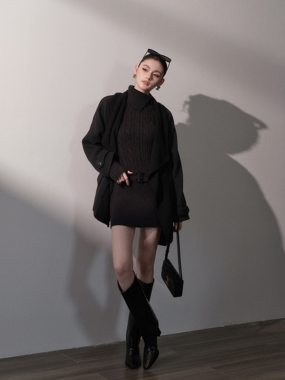 Cable-Knit Slim Mini Dress
