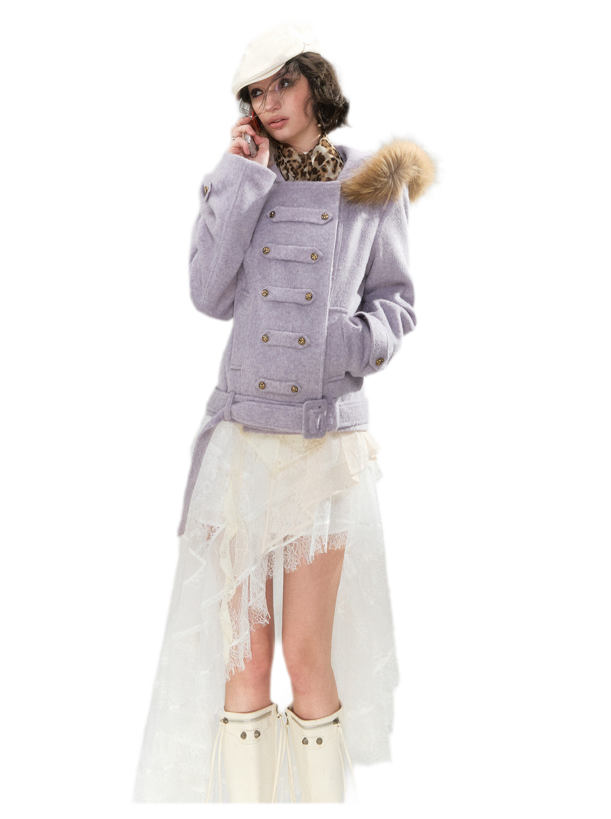 Wool Belted Hooded Coat