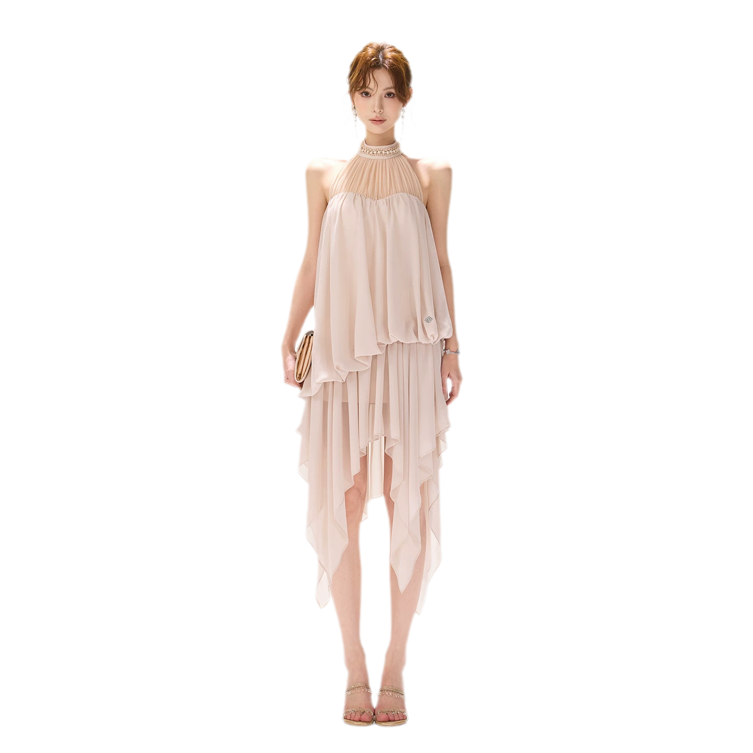CYNR Pearl Halter Midi Dress – view 17