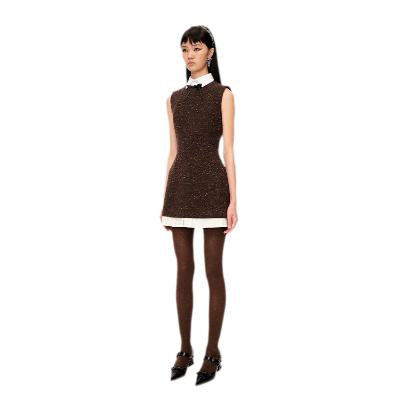 Elegant Pleated Hem Sleeveless Dress