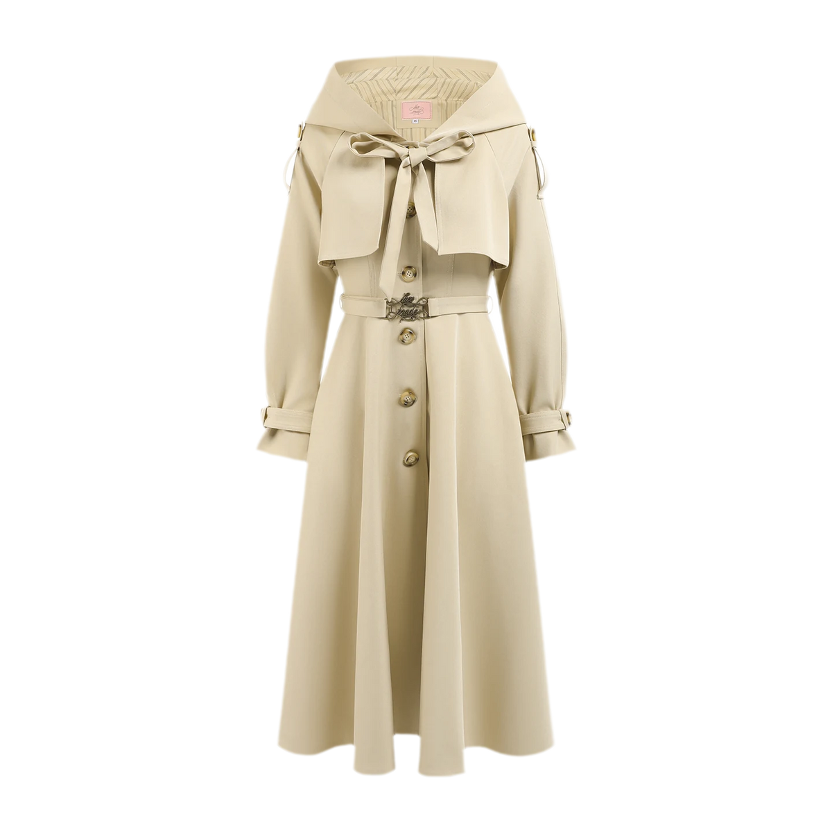 Waist-Defined Hooded Trench Coat