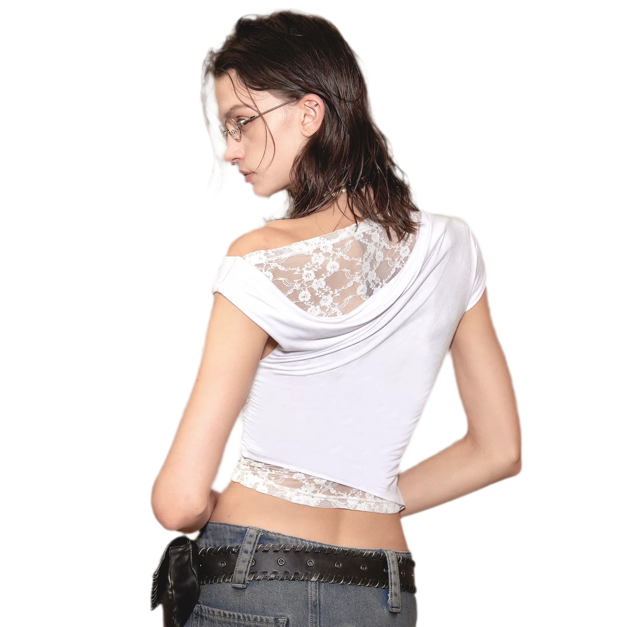 Lace Shoulder Trim Tee