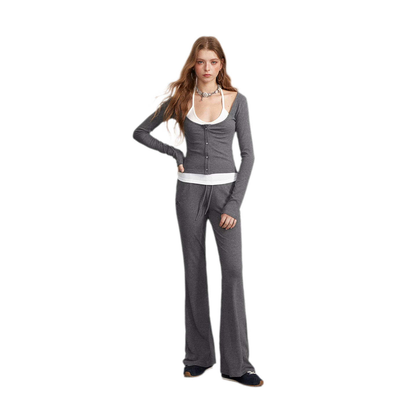 Contrast Tie Layered Pants Set