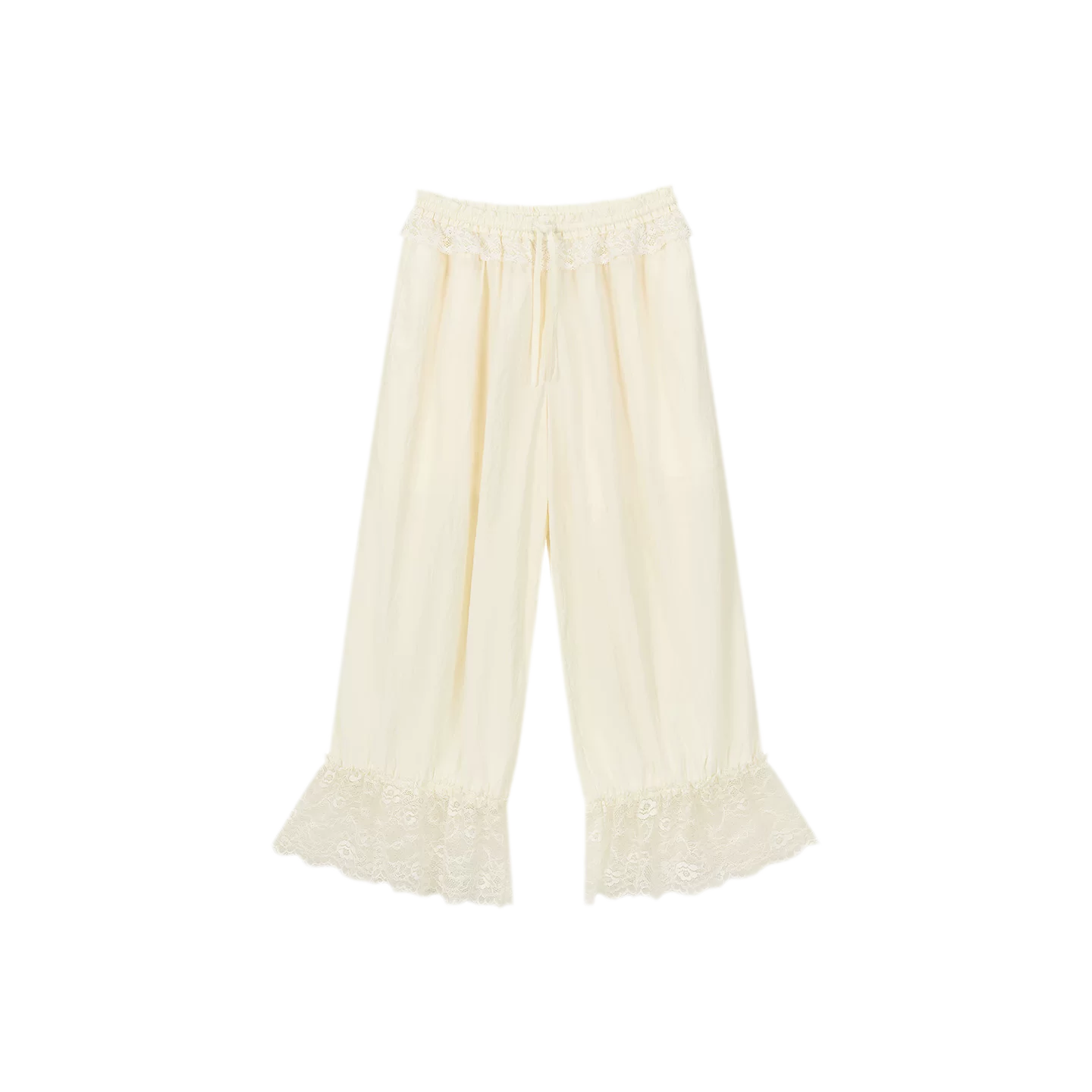 Relaxed Fit Tencel Lace Patchwork Wide Leg Pants