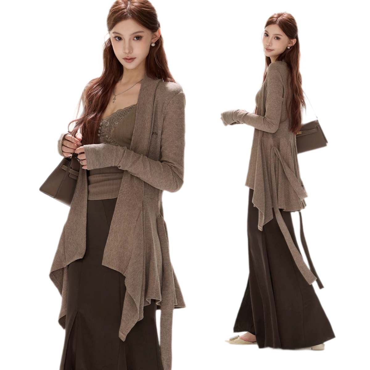 Matte Drape Irregular Hem Cardigan
