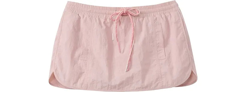 Nylon A-Line Mini Skirt