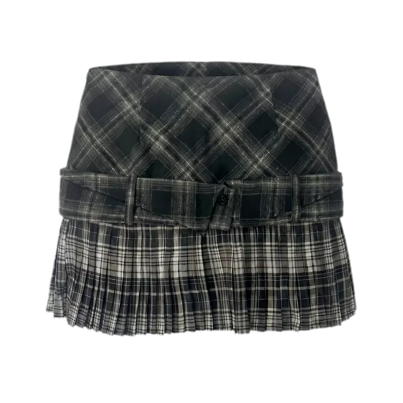 Plaid Pleated Mini Skirt