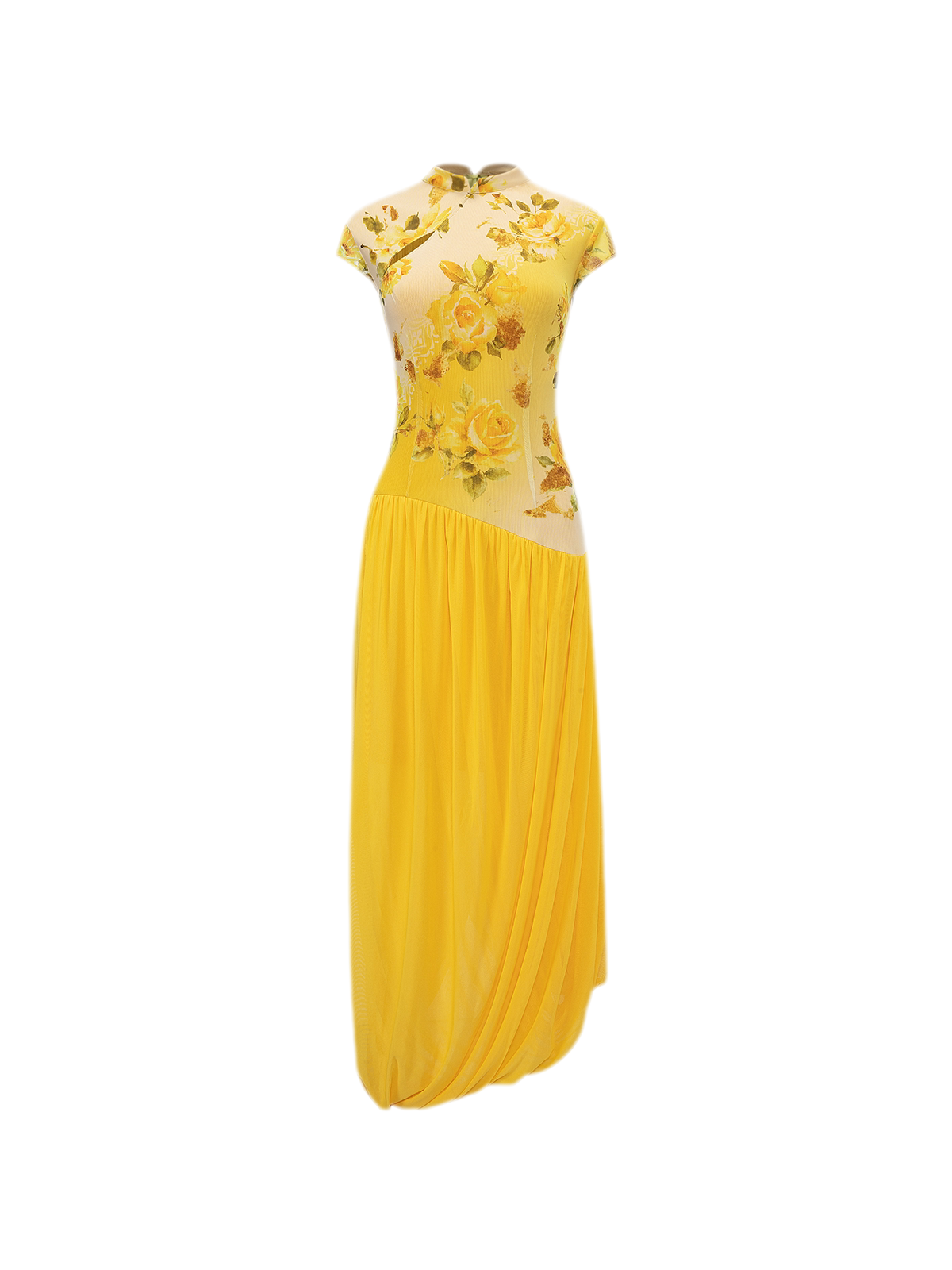 Rose Print Modern Qipao Dress
