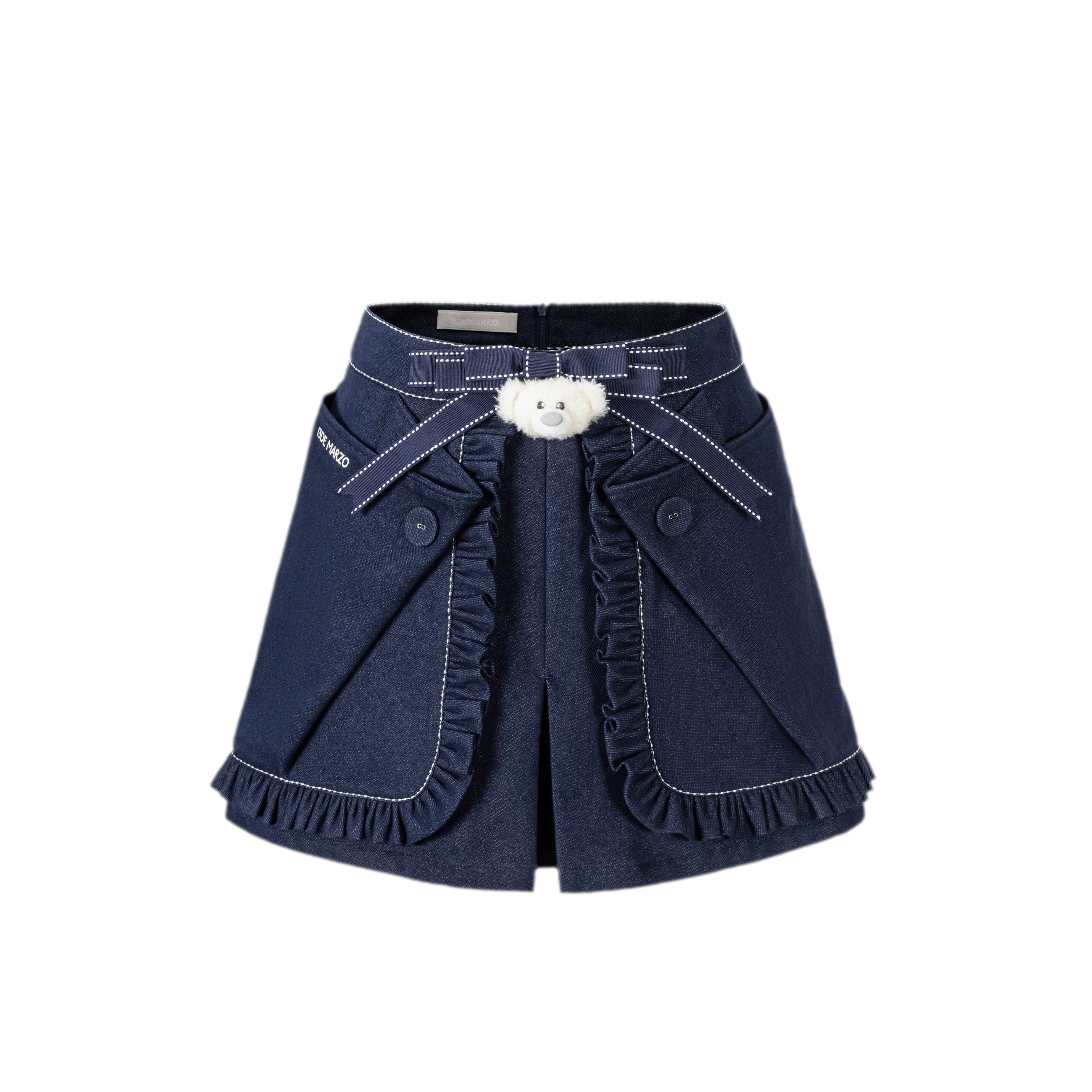 Bow Lace Denim Skort