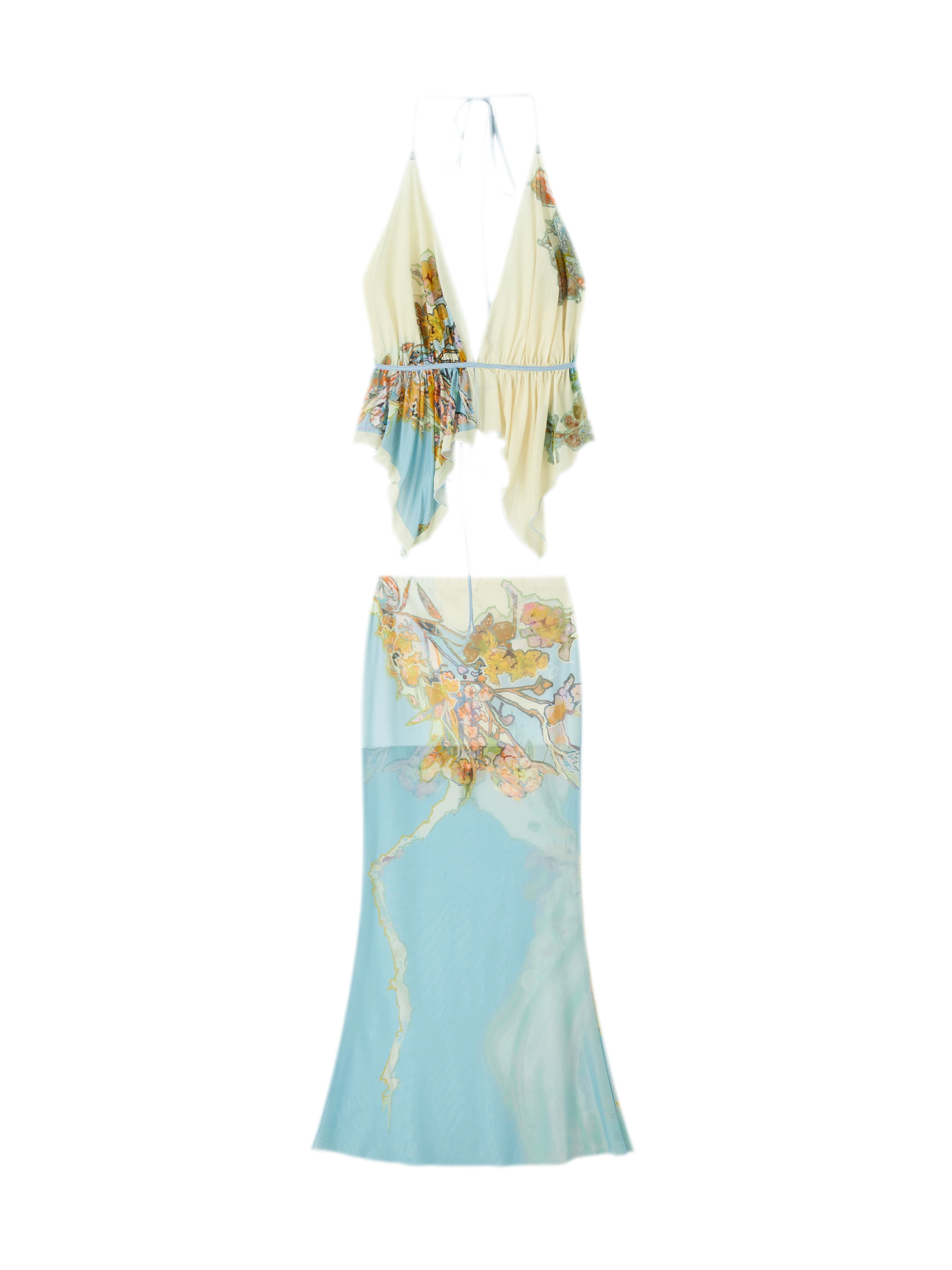 Island Climate Printed Mesh Camisole & Skirt Set