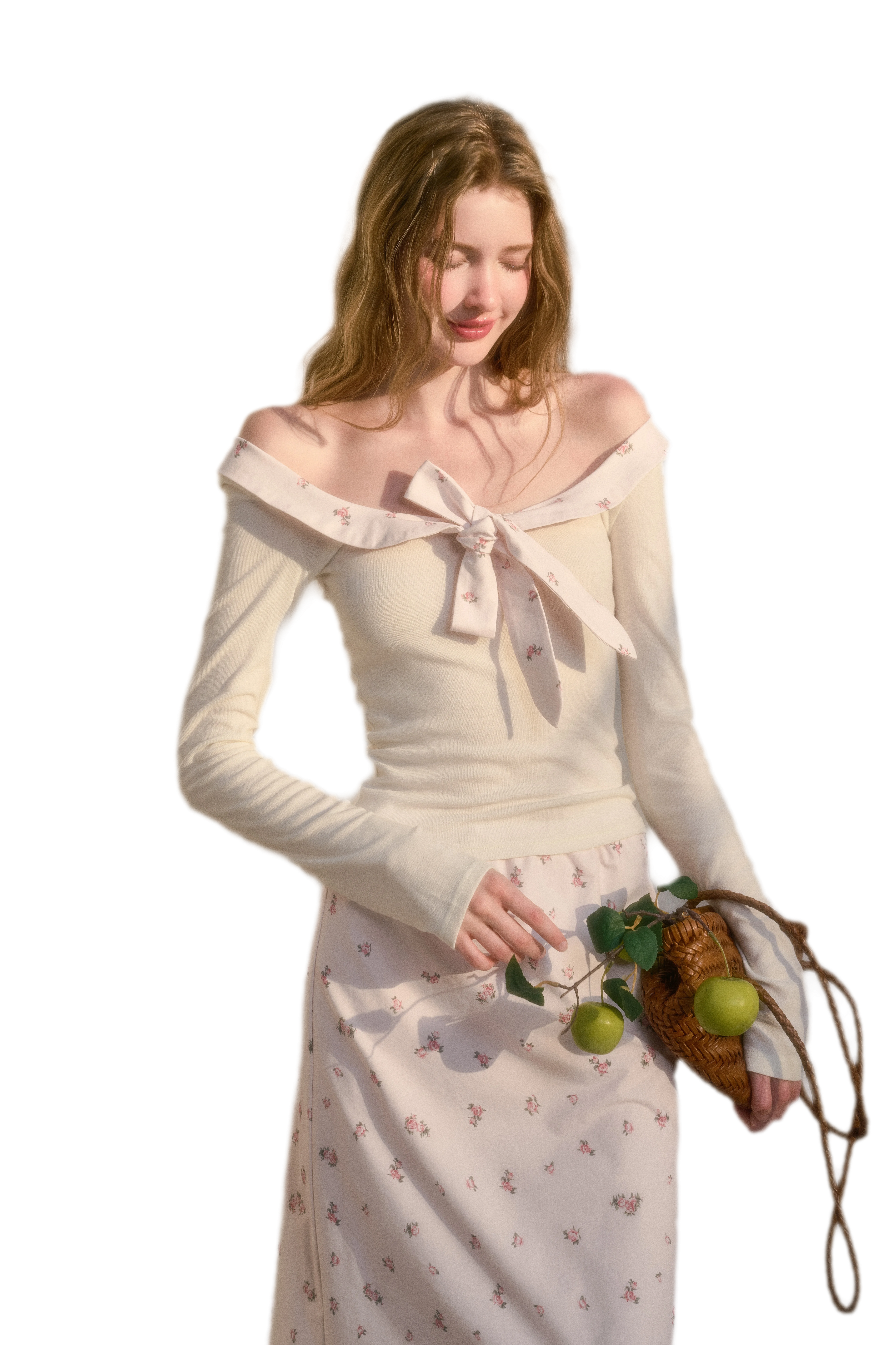 Rabbit-Ear Bow Off-Shoulder Knit