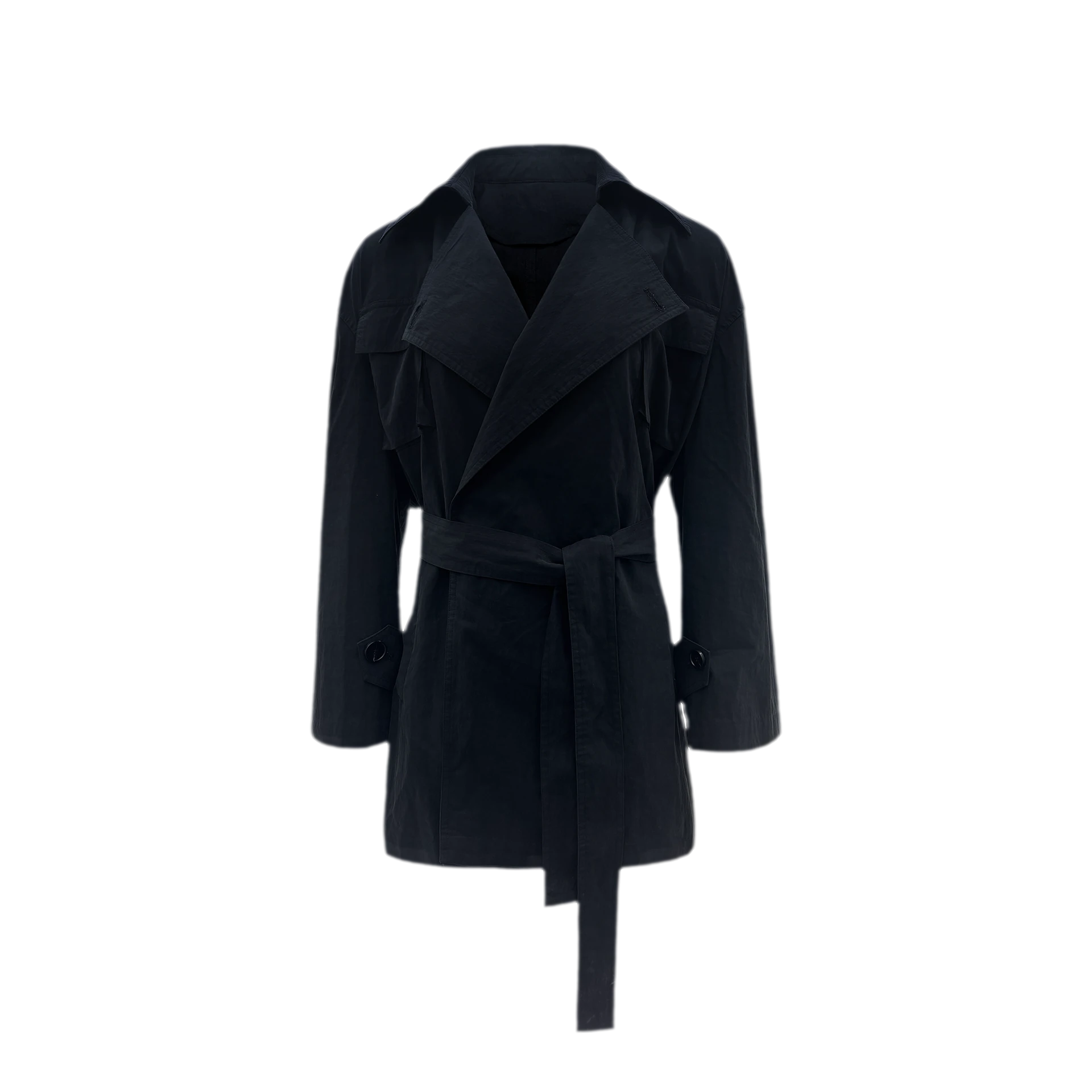 Matte Finish Belted Short Trench