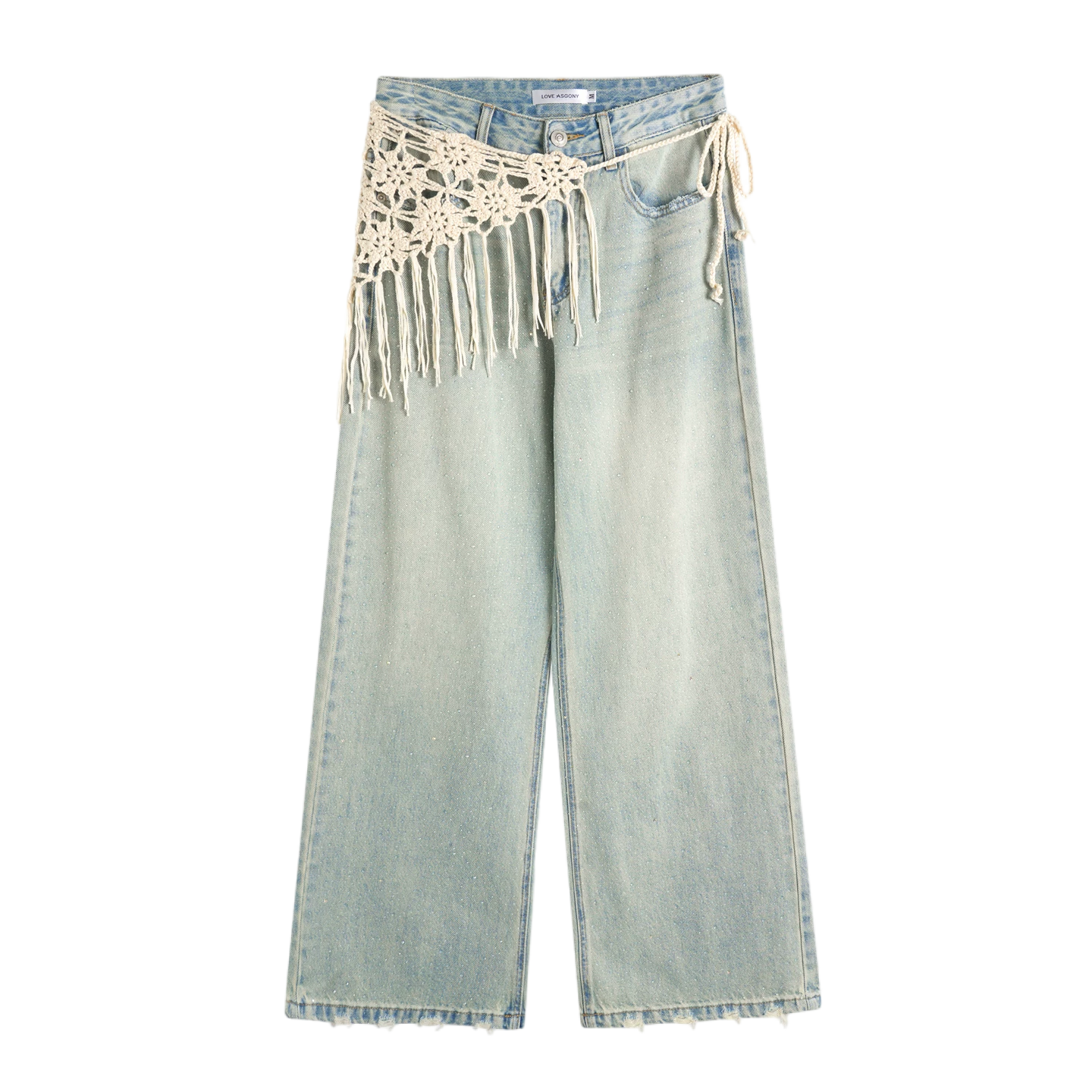 Starry Crystal Wide-Leg High-Waist Jeans