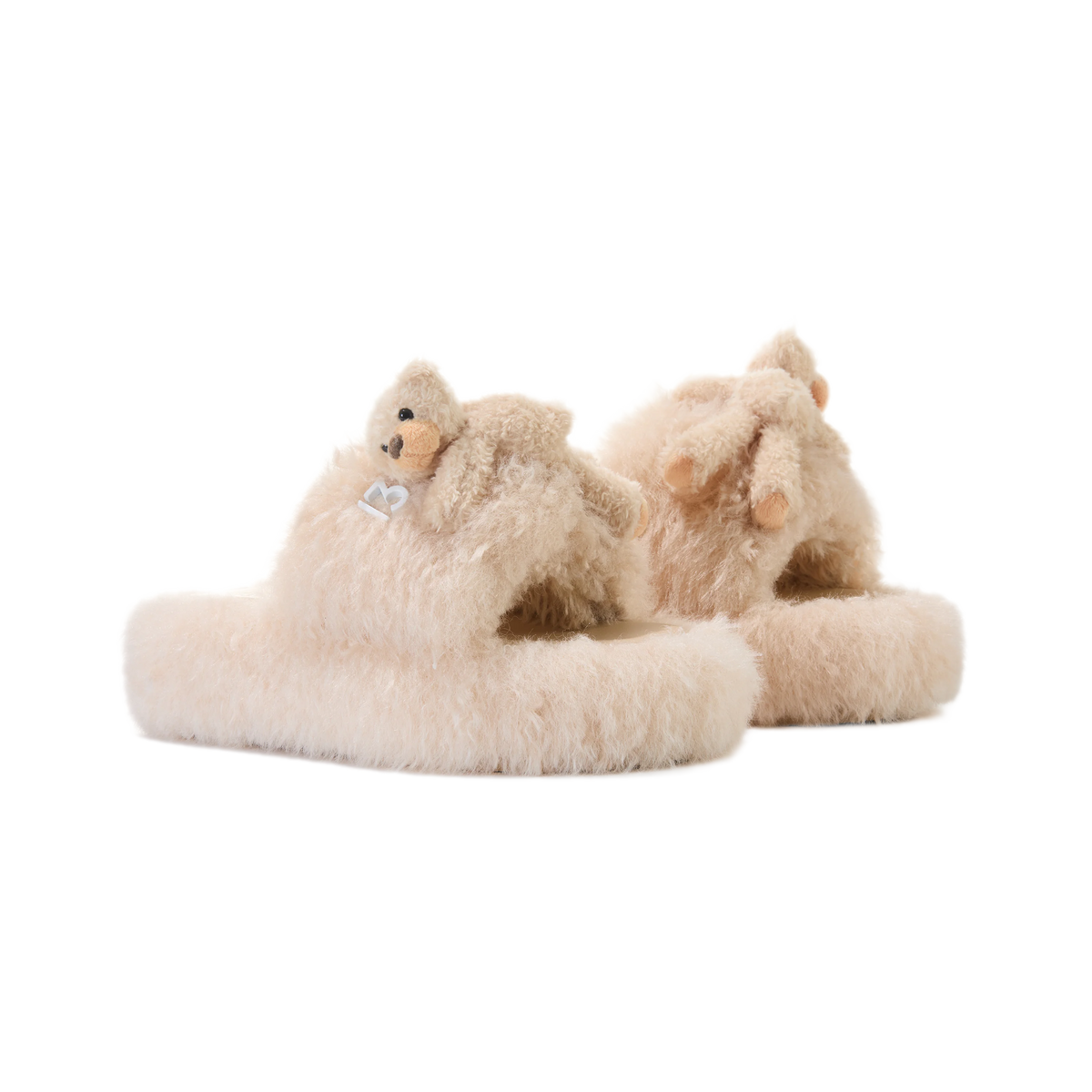 Furry Single-Strap Open-Toe Slippers