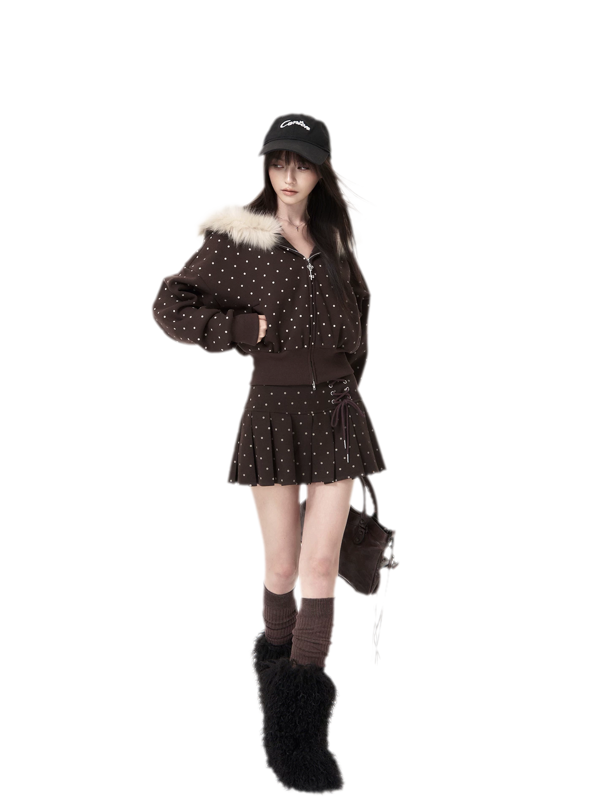 Brushed Polka-Dot Coordinated Set