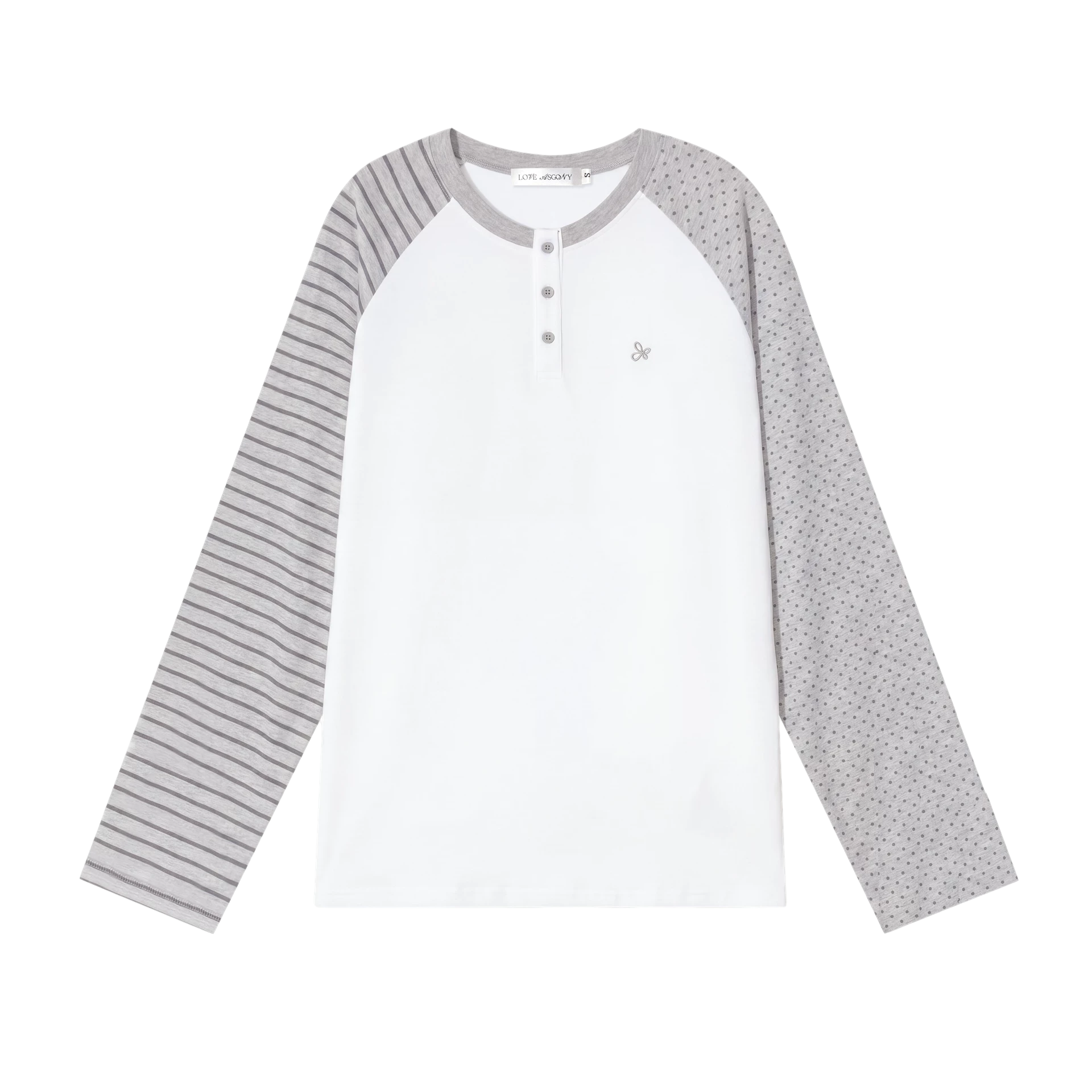 Striped Polka Dot Raglan Sleeve Long Sleeve Pullover