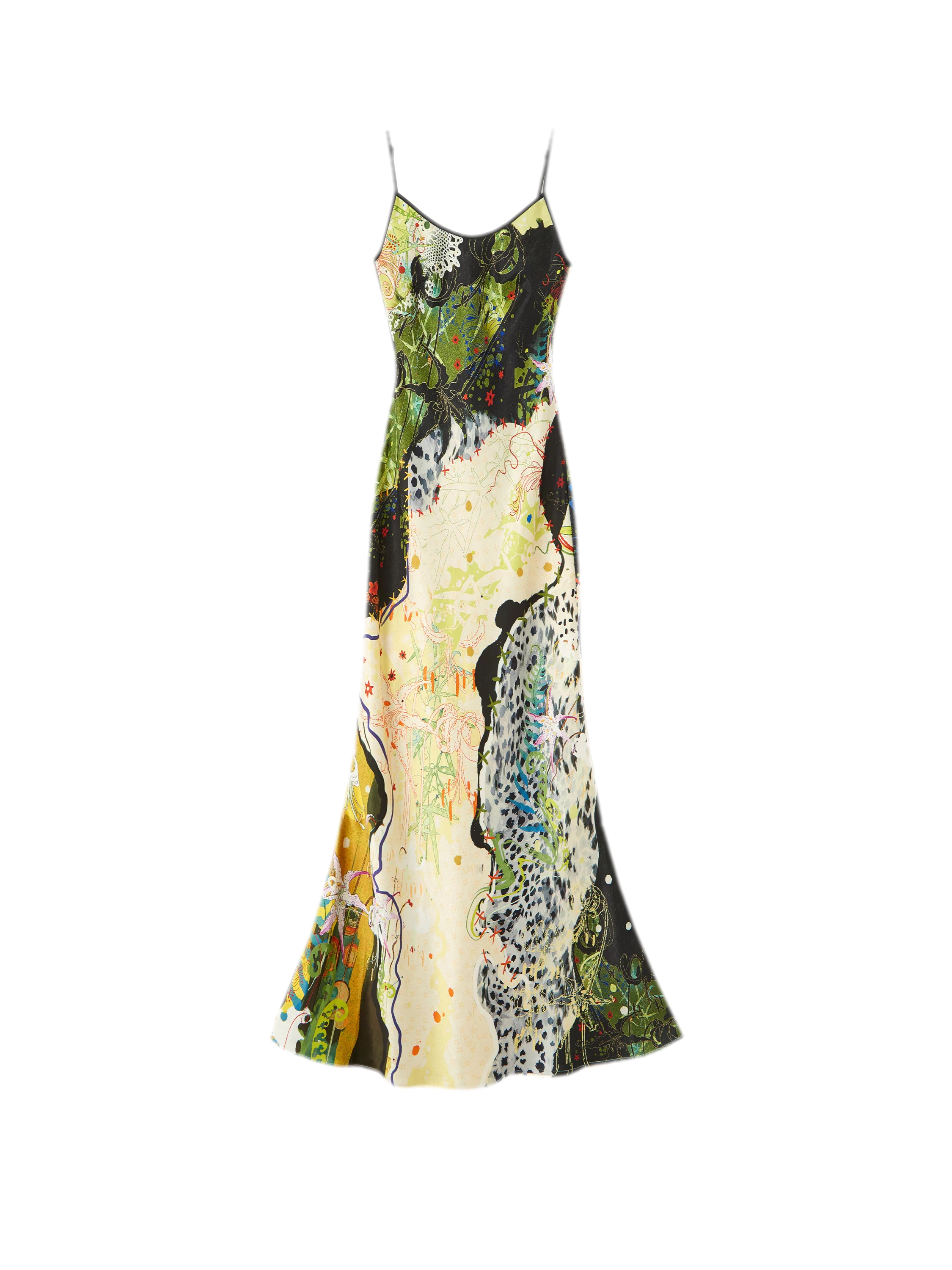 Leopard Stitch Floral Slip Dress