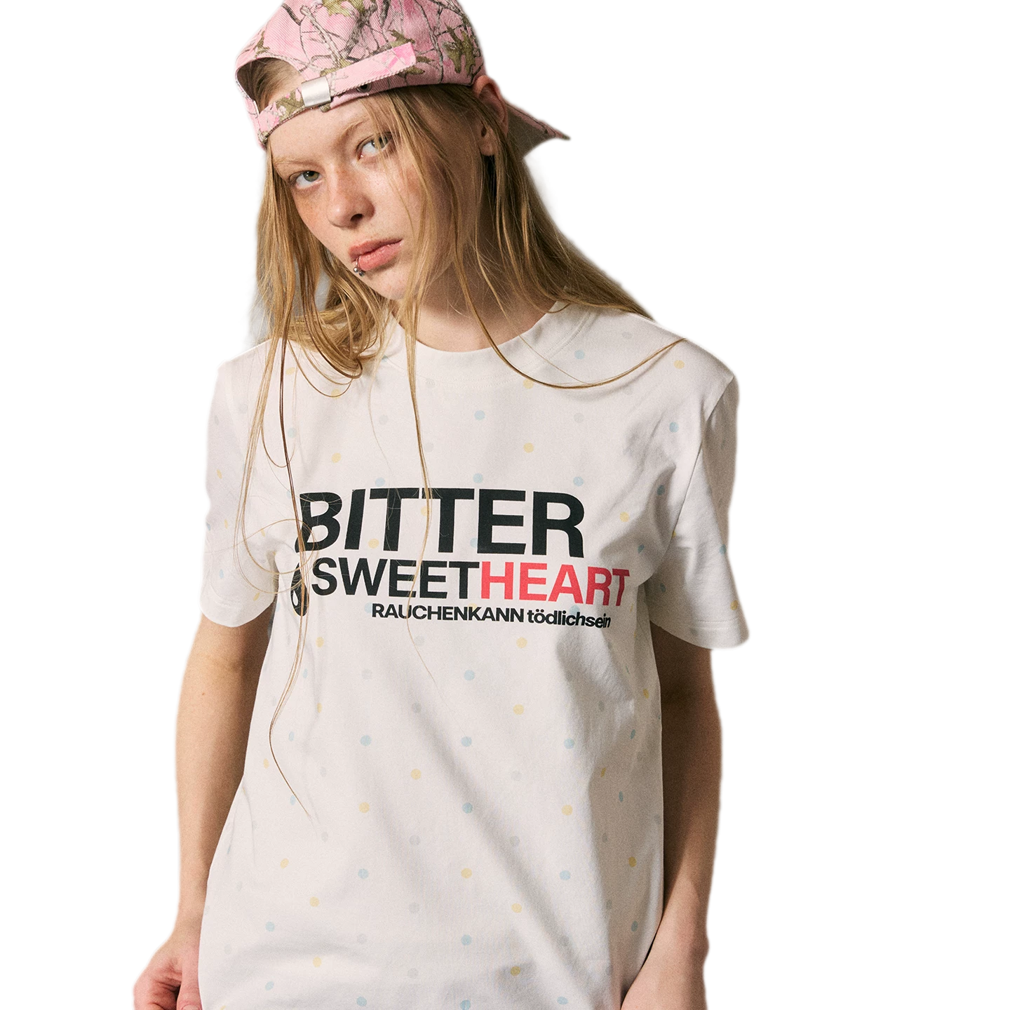Colorful Polka-Dot Fitted T-Shirt