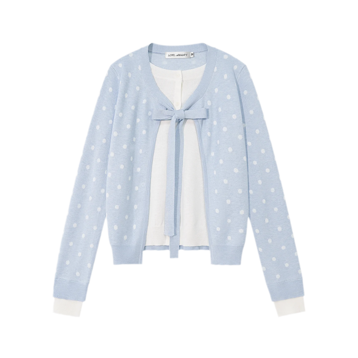 Polka-Dot Tie Bow Cardigan