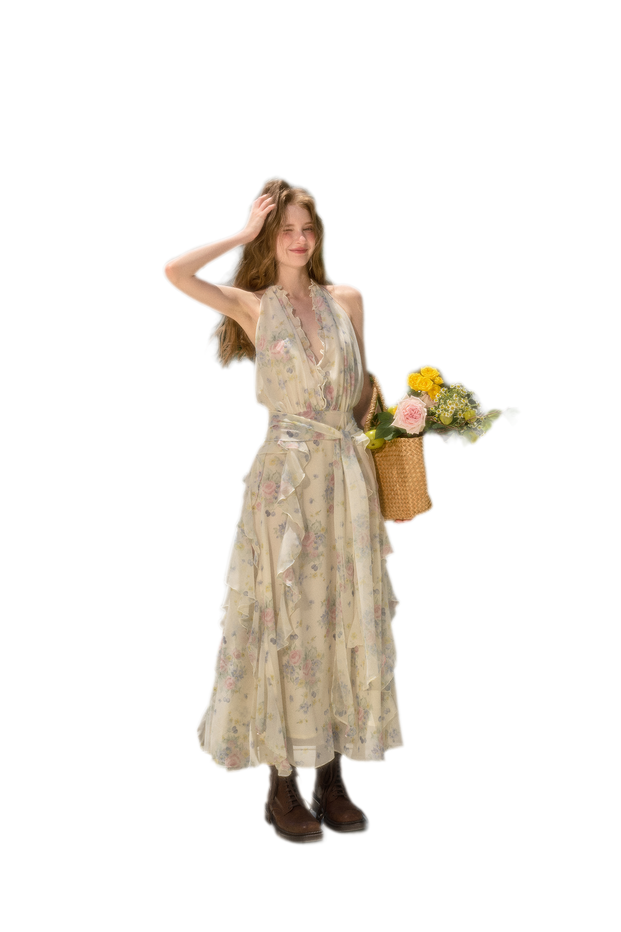 Blossom Ruffle Halter Dress