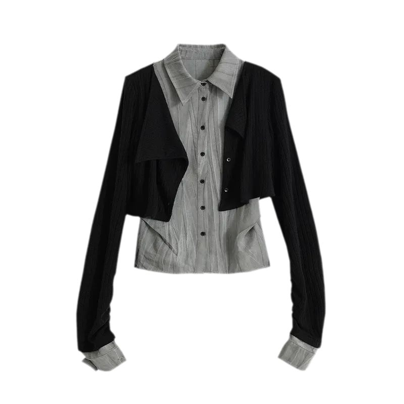 Faux Layered Patchwork Shirt
