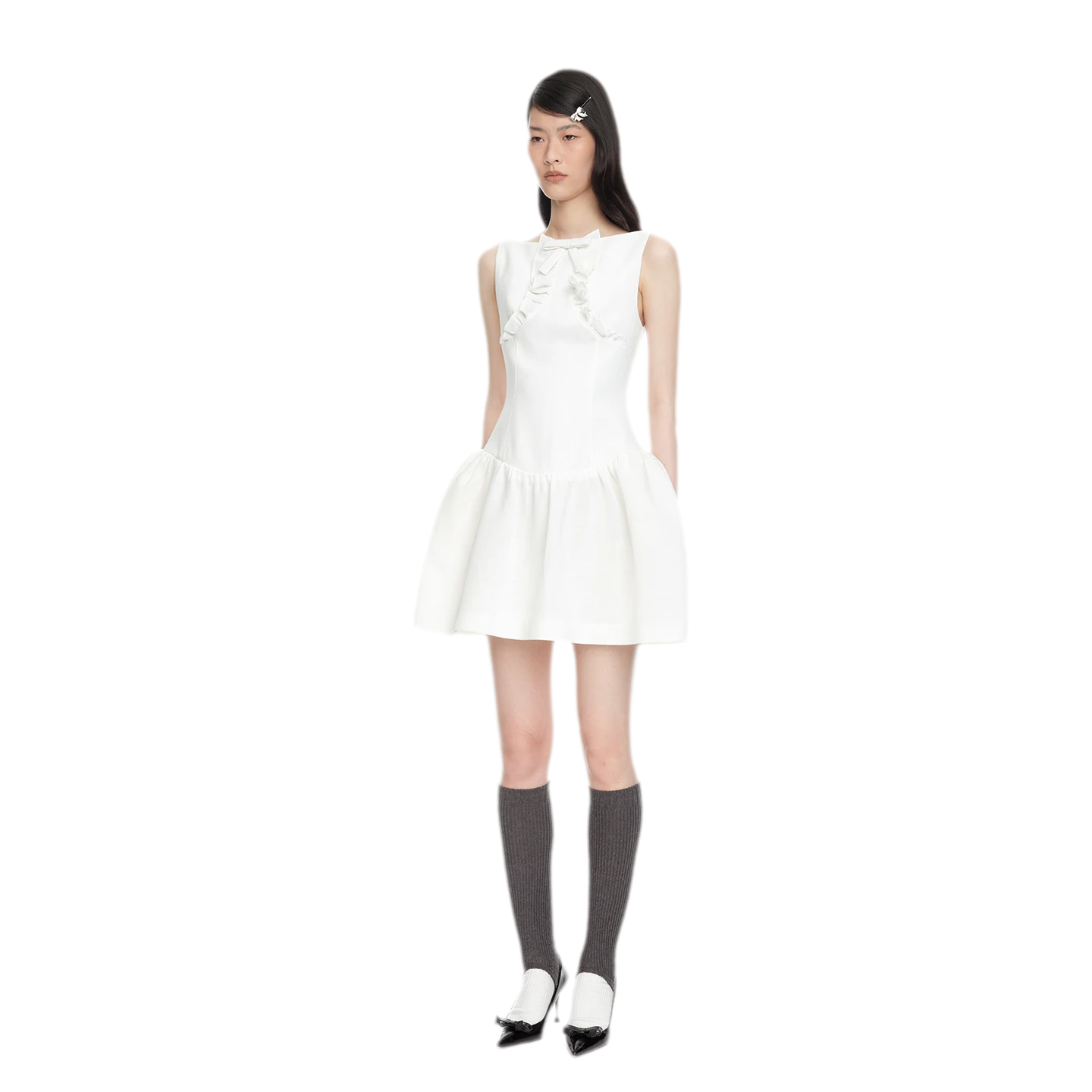 Ruffle Bowknot Mini Dress