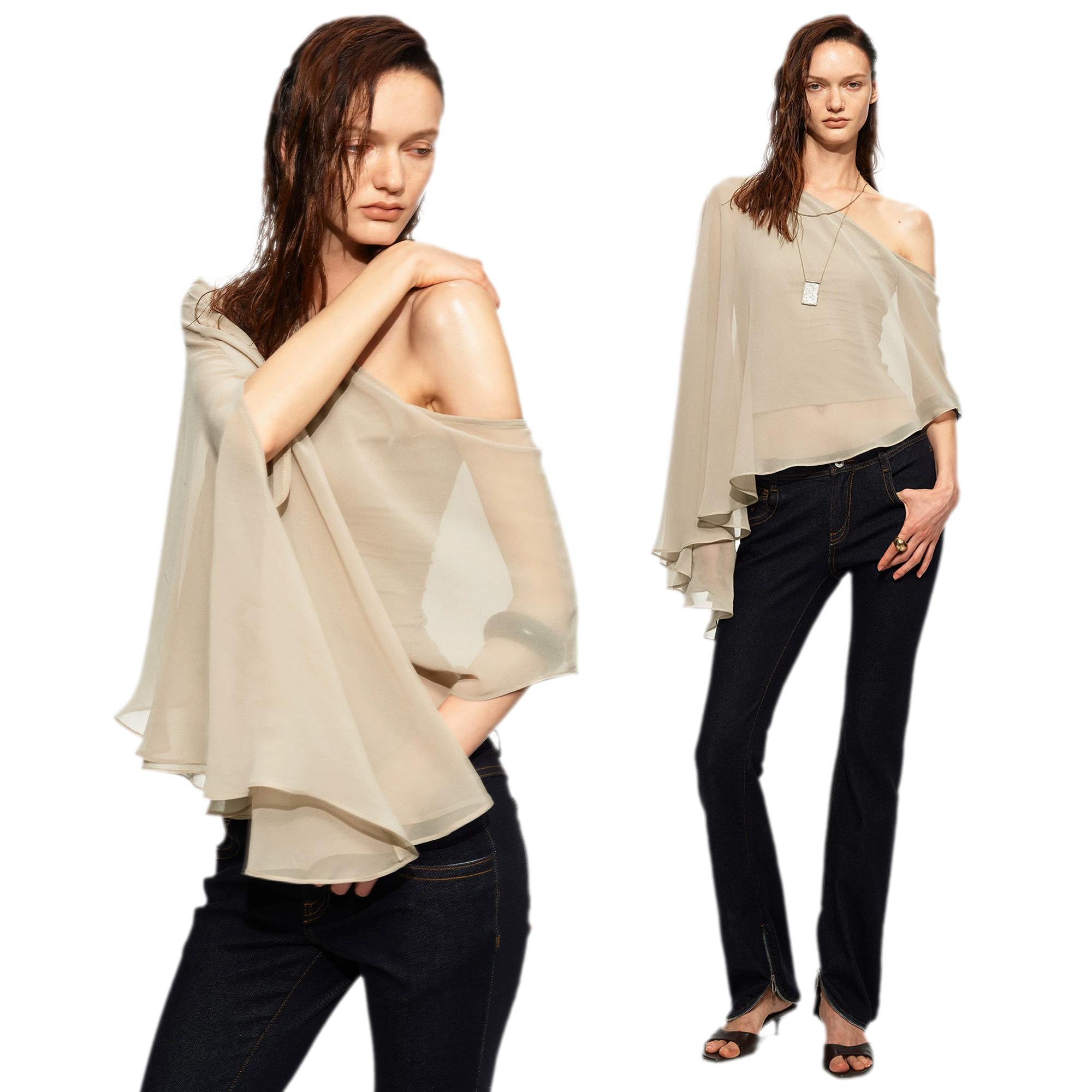 Matte Chiffon Cape Top