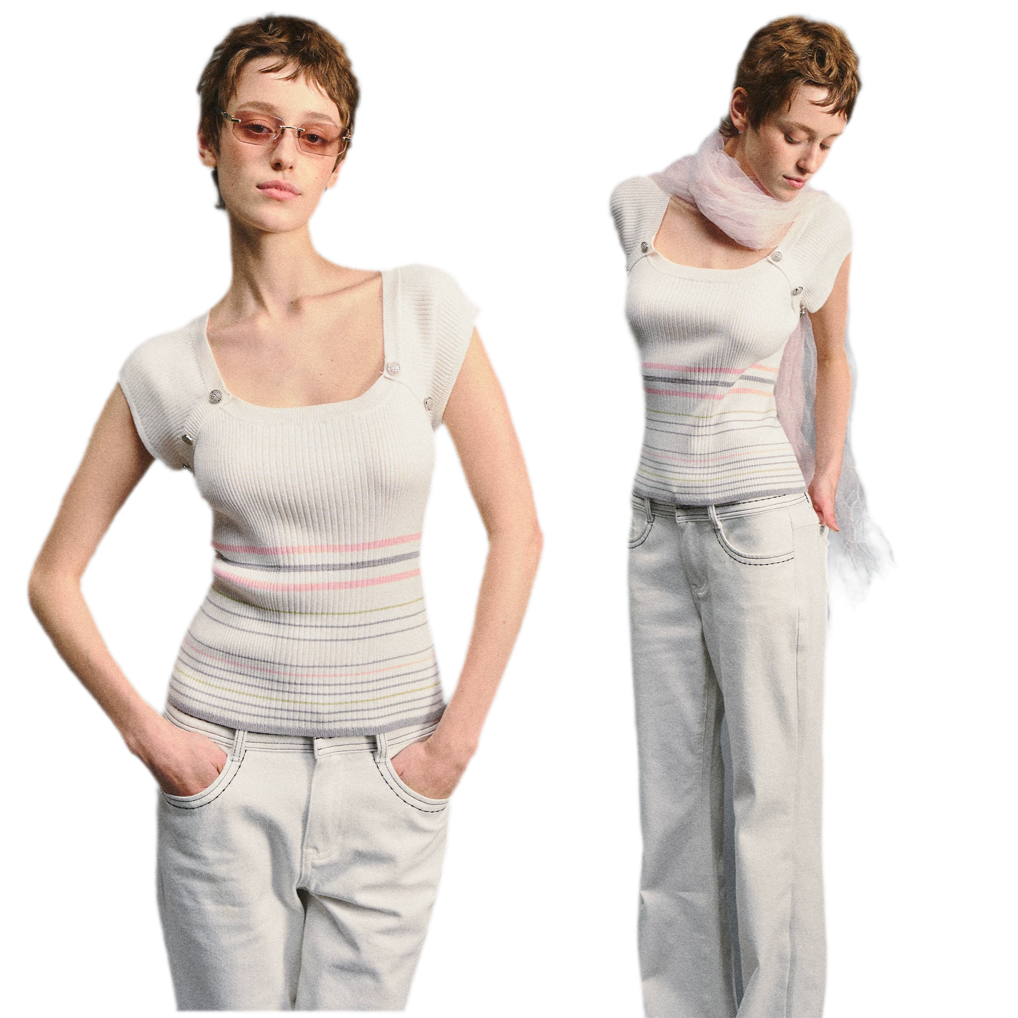 Raglan Stripe Slim Top