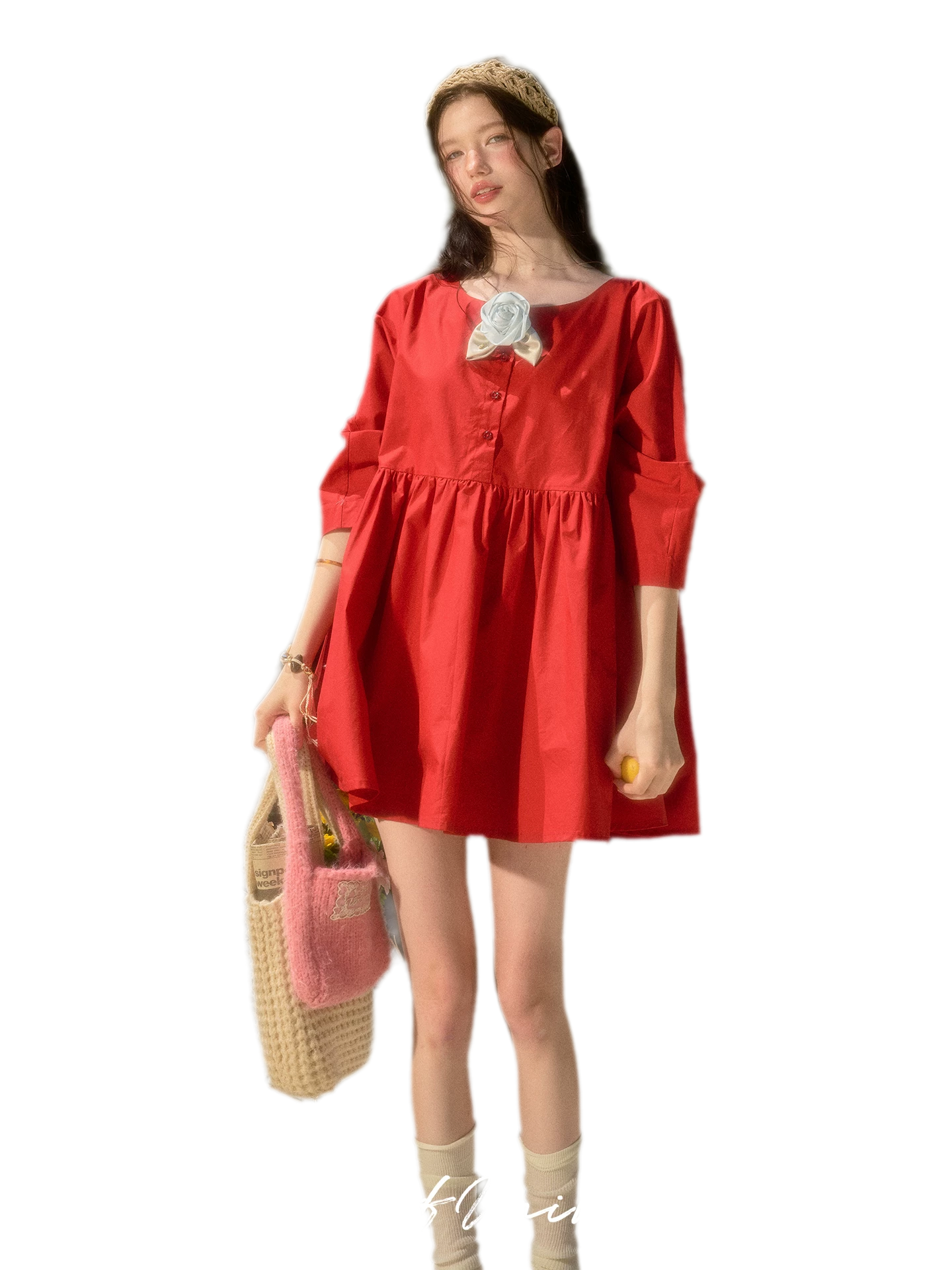 Cherry Cotton Babydoll Dress