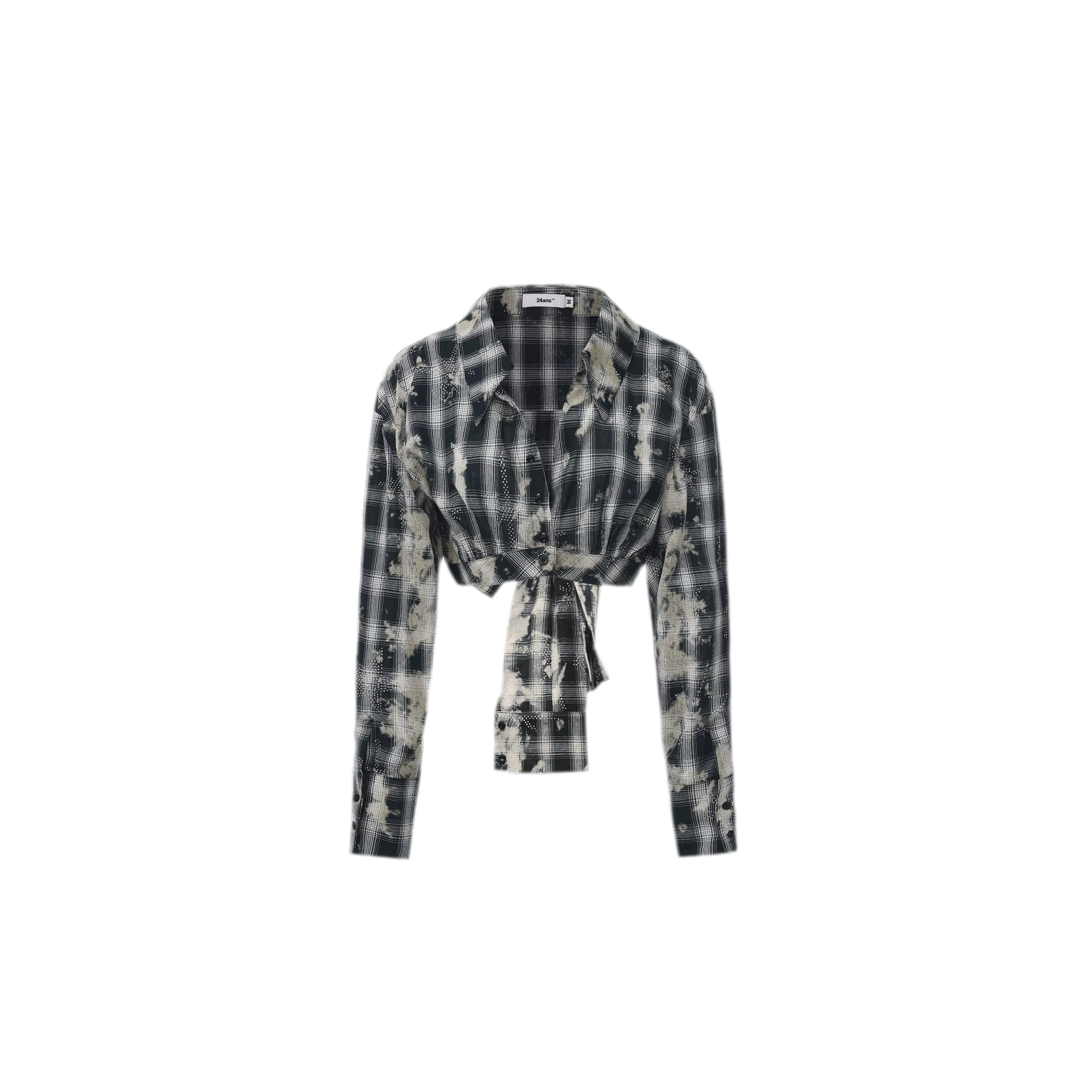Distressed Plaid Cropped Shirt