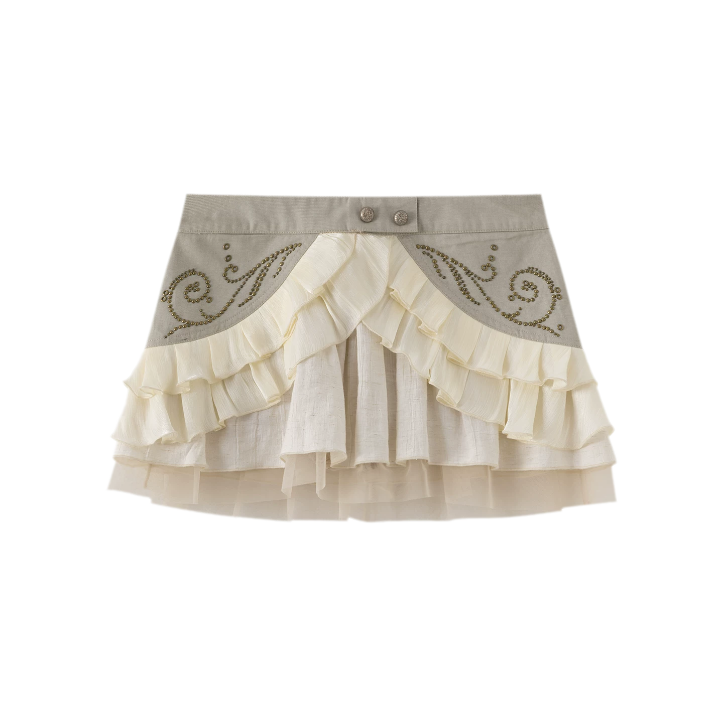 Studded Tiered Mini Skirt