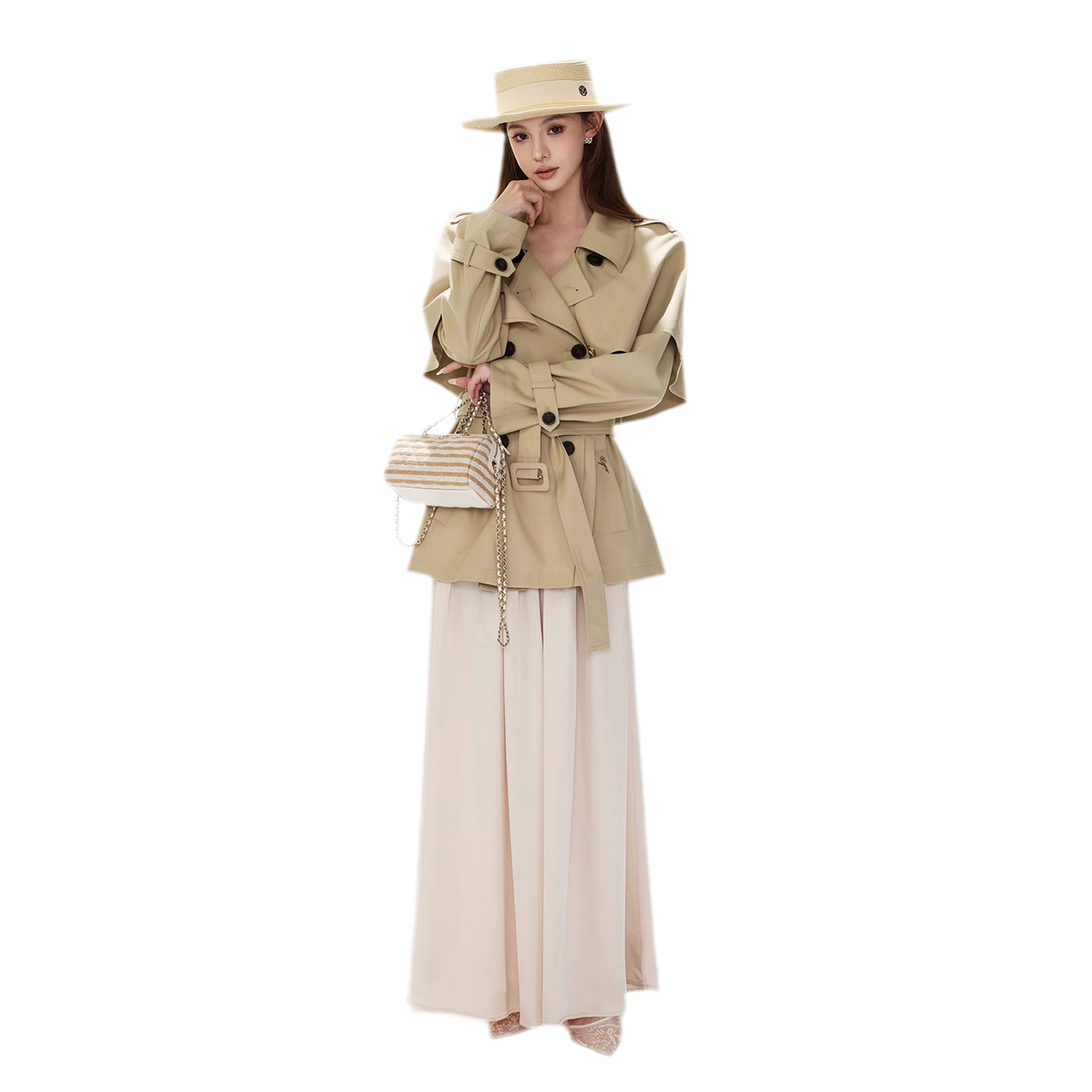 Áo khoác trench cape vải twill