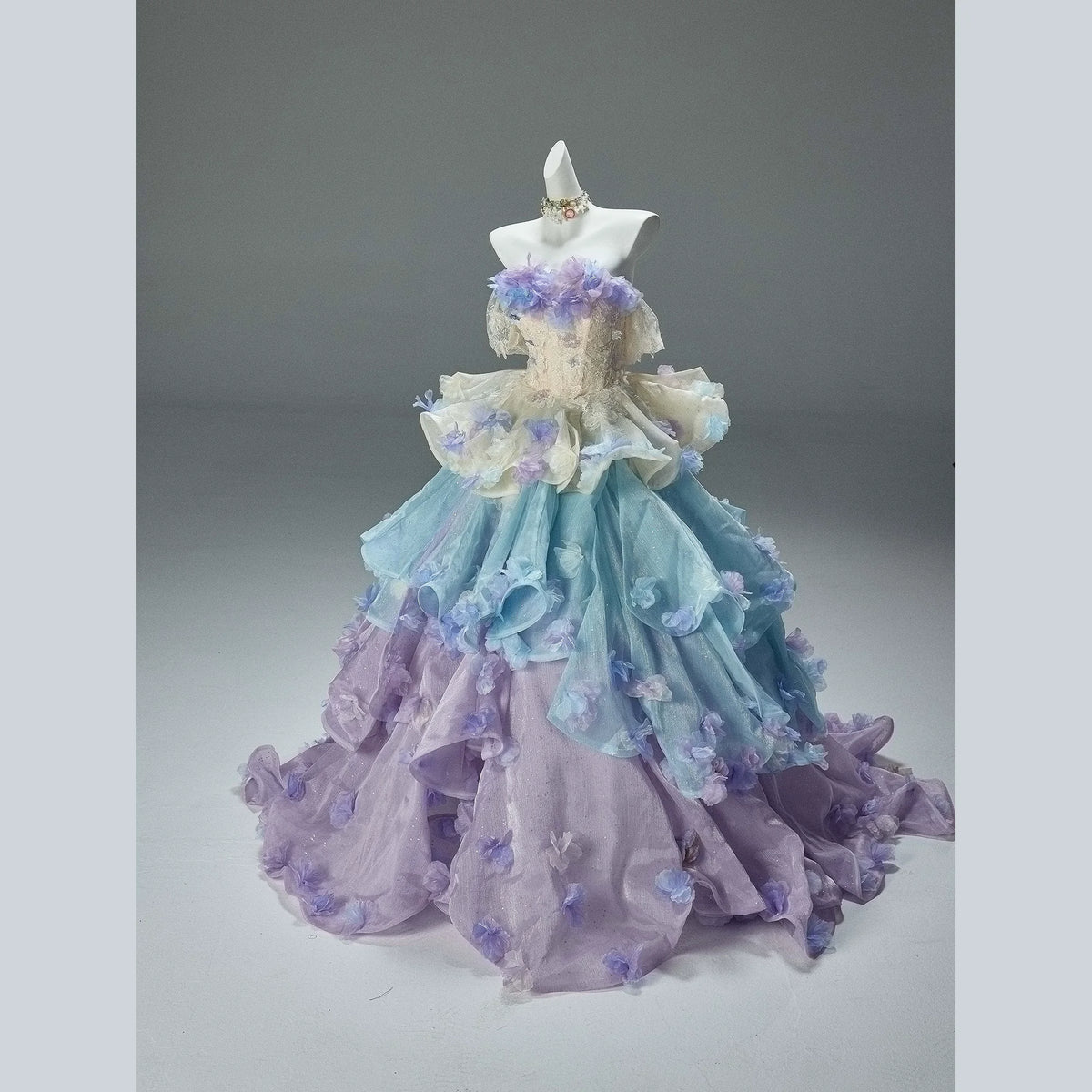 Gradient Floral Ball Gown