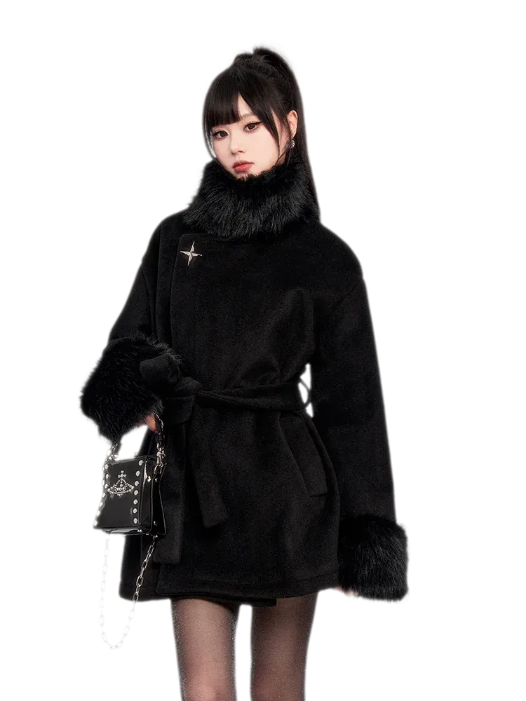 Faux Fur Short Wrap Coat