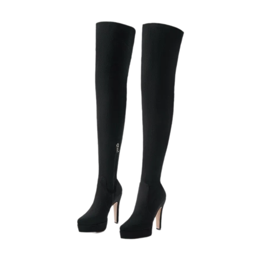 Suede Slouchy Over-Knee Boots