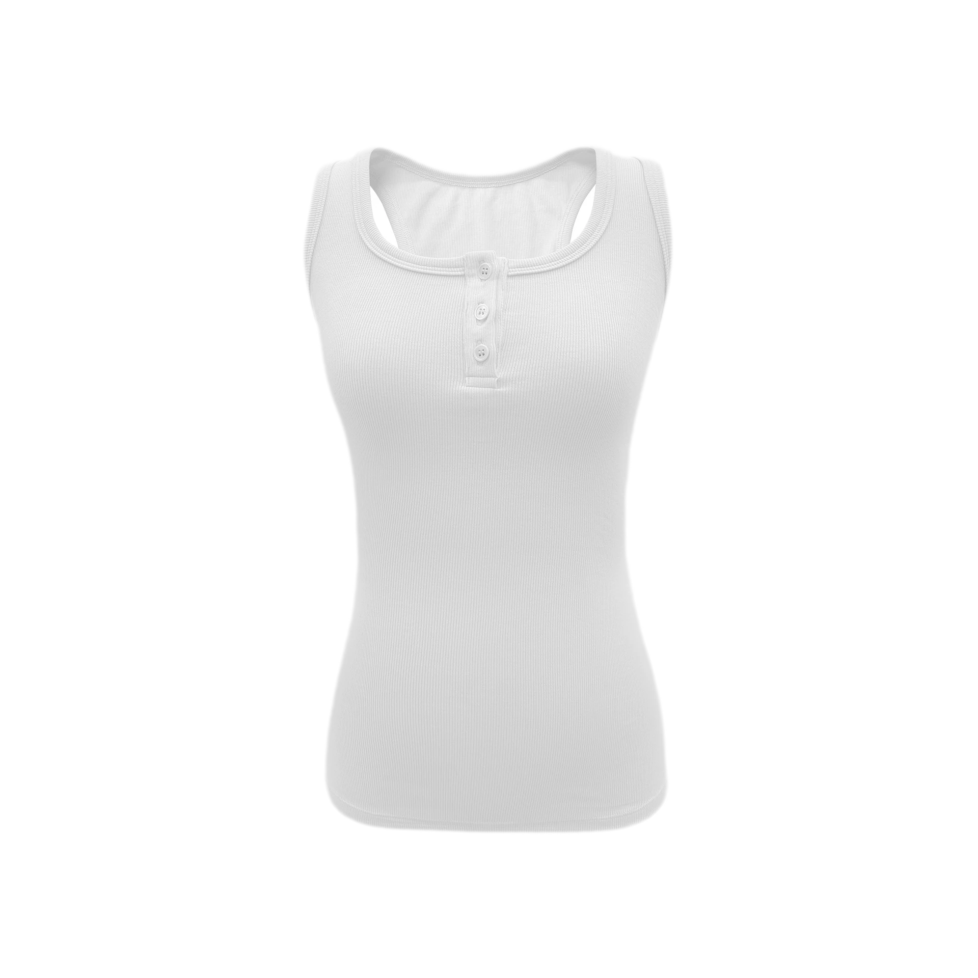 Ribbed Slim-Fit Henley Tank