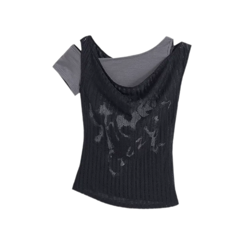 Punk Graffiti Layered T‑Shirt