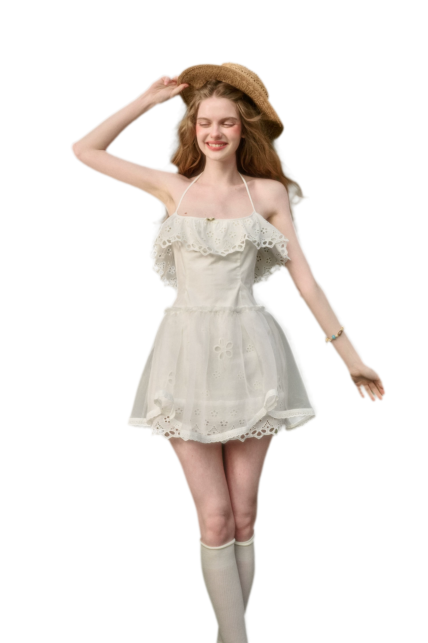 Water Embroidered Slim Camisole Dress